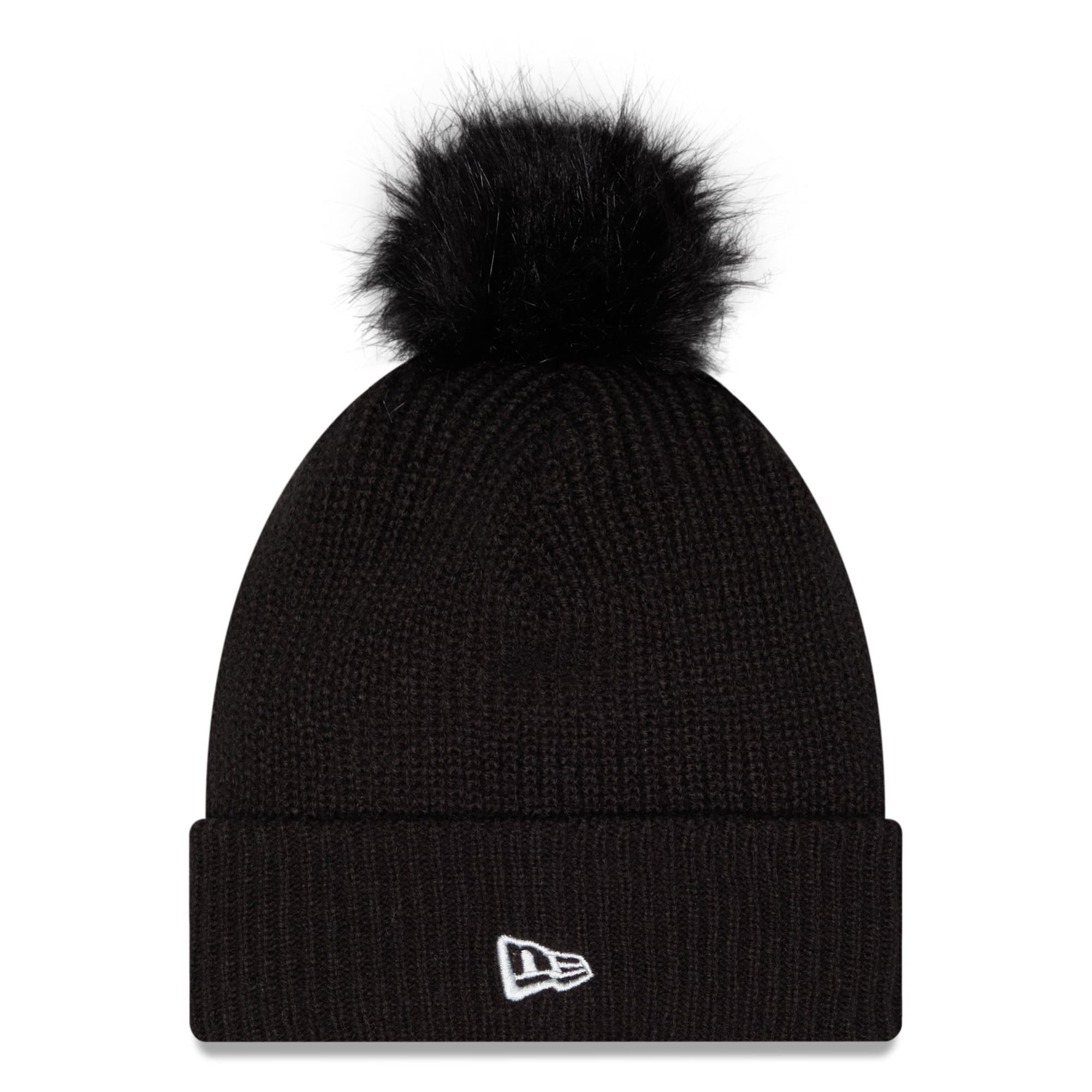 Bonnet à revers New Era noir Minnesota Vikings 2026 Salute To Service pour femme, avec pompon