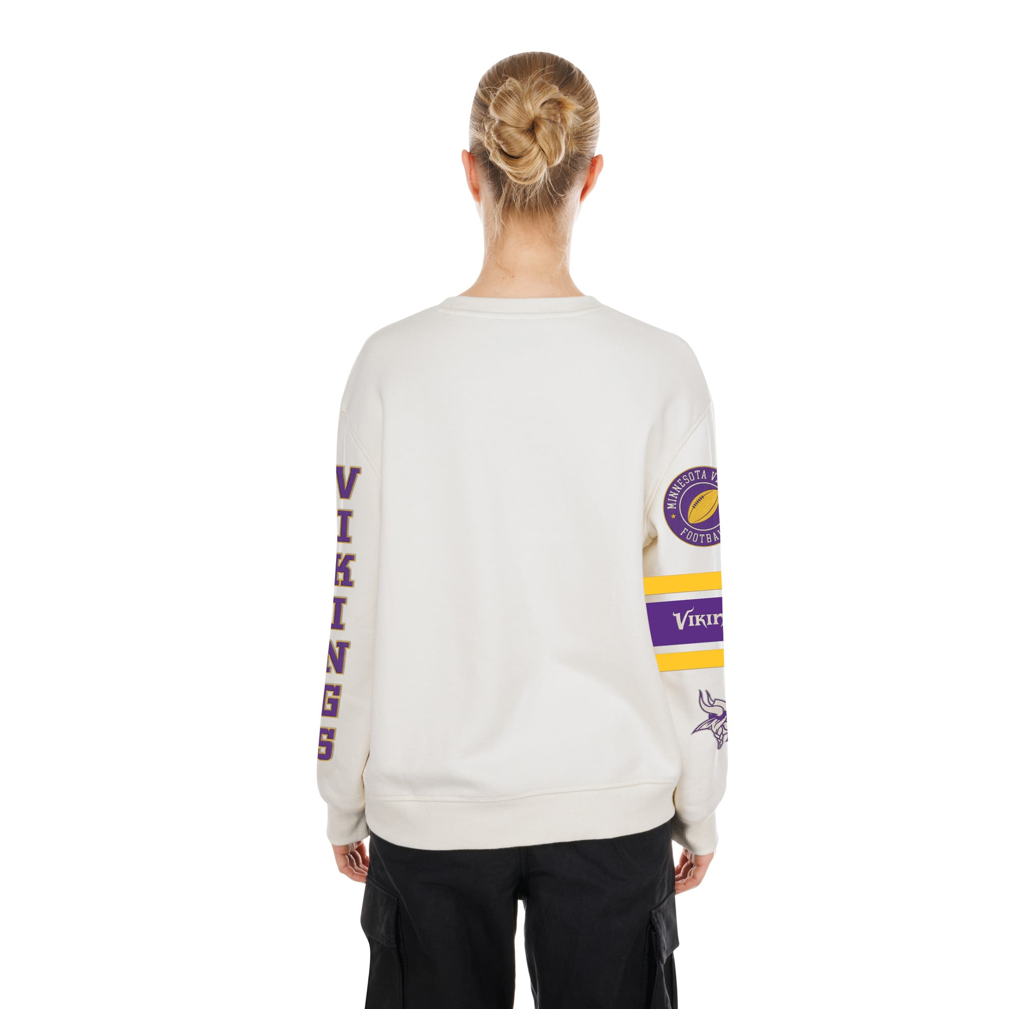 Sweat-shirt à col rond New Era crème Minnesota Vikings pour femme