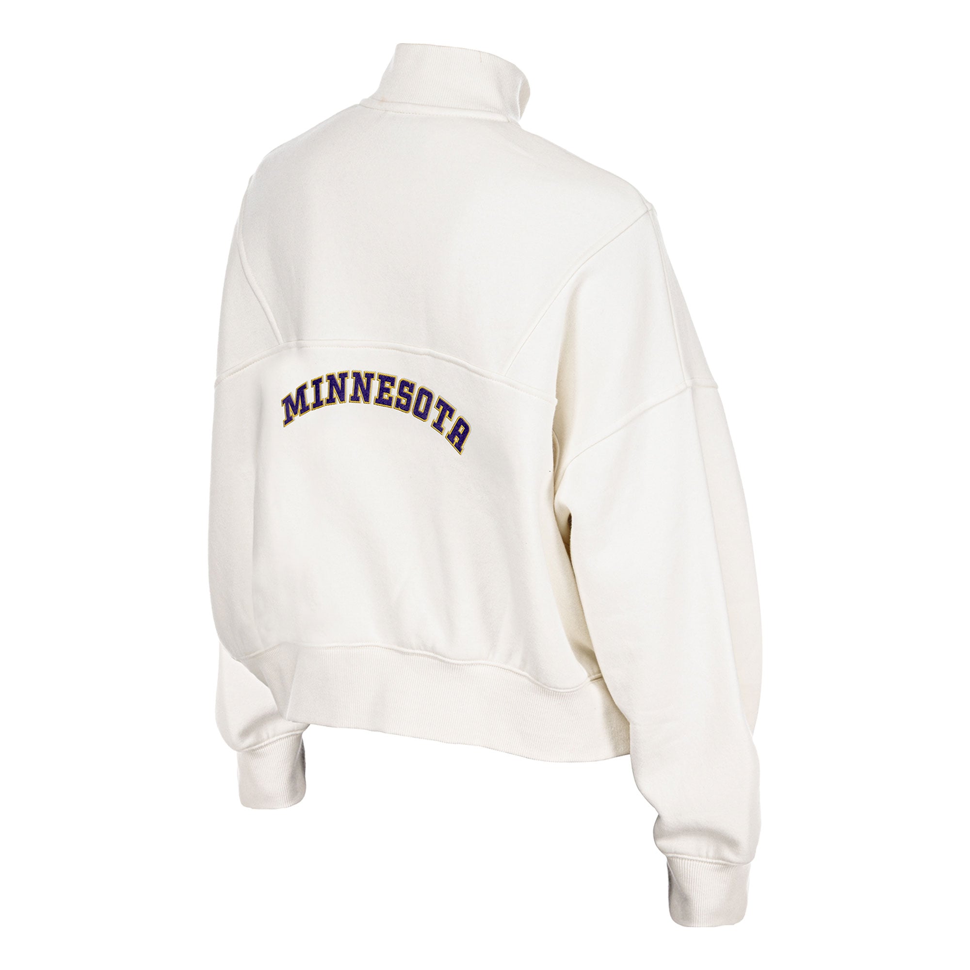 Pull à col zippé New Era crème Minnesota Vikings Academic pour femme