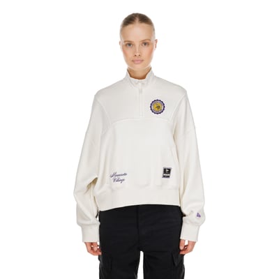  Minnesota Vikings New Era Women's Academic Quarter-Zip Pullover - Cream