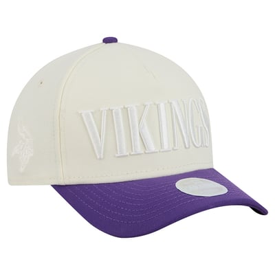 Minnesota Vikings New Era Women's Tonal A-Frame 9FORTY Adjustable Hat - Cream/Purple