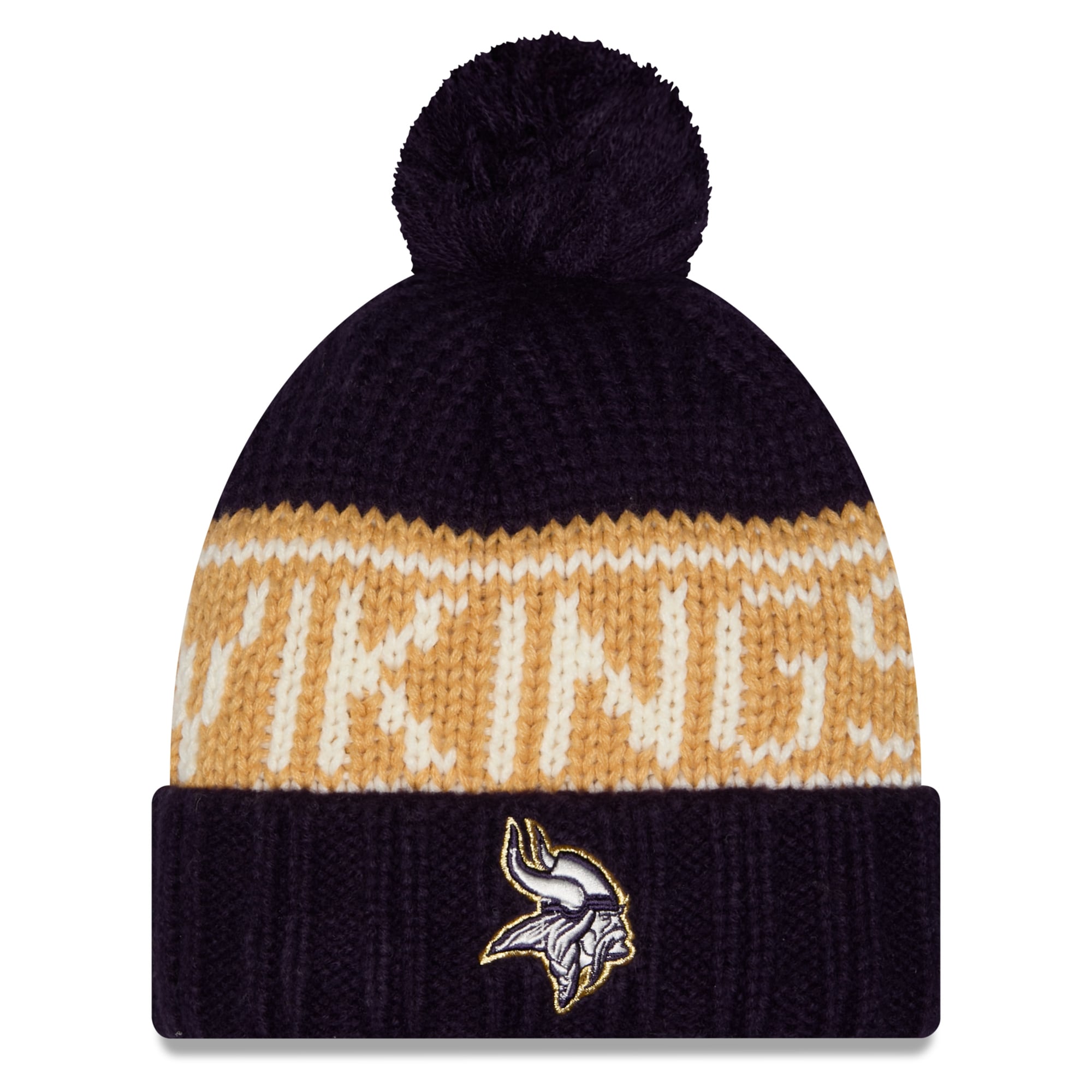 Women's New Era Purple Minnesota Vikings 2026 Rivalries Collection Cuffed Knit Hat with Pom