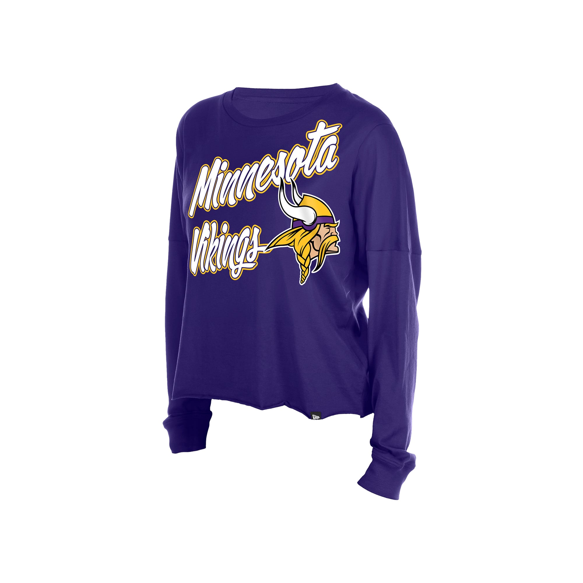 Women's New Era Purple Minnesota Vikings Cropped Oversized Long Sleeve T-Shirt