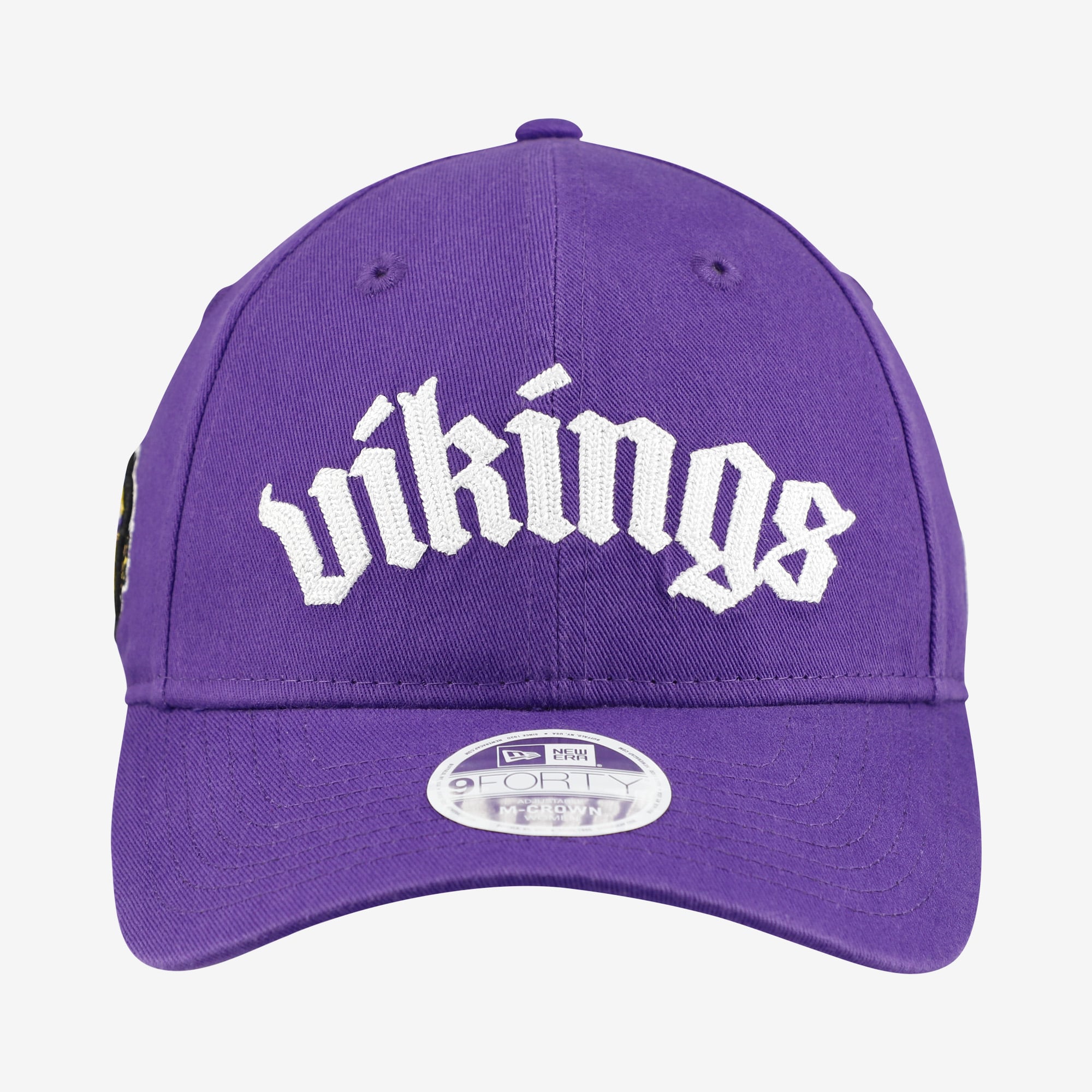 Casquette ajustable New Era 9FORTY M-Crown violette Minnesota Vikings, police gothique