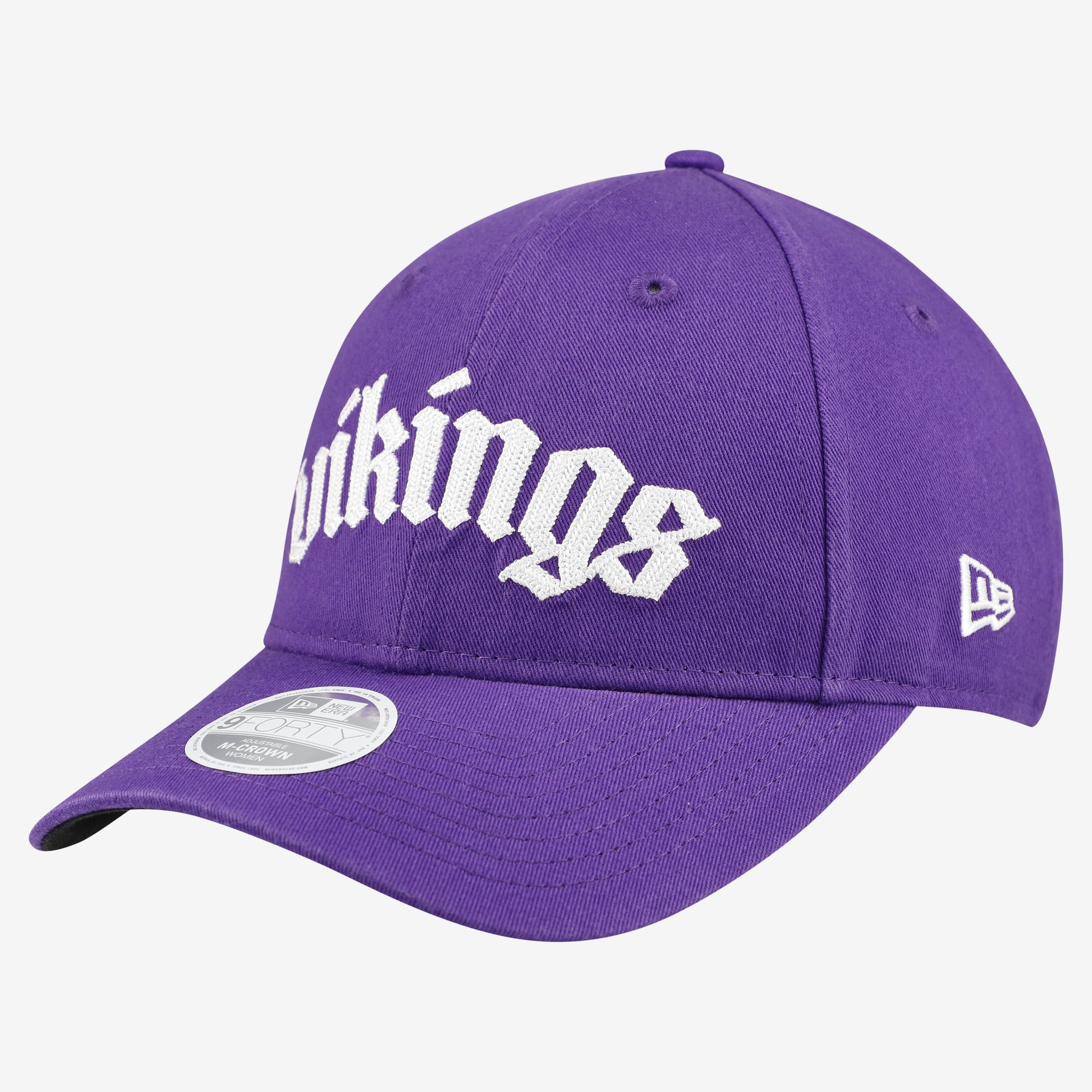 Casquette ajustable New Era 9FORTY M-Crown violette Minnesota Vikings, police gothique