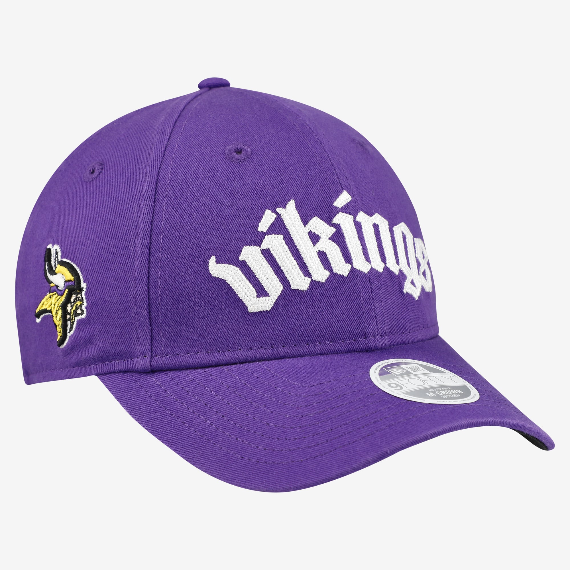 Casquette ajustable New Era 9FORTY M-Crown violette Minnesota Vikings, police gothique