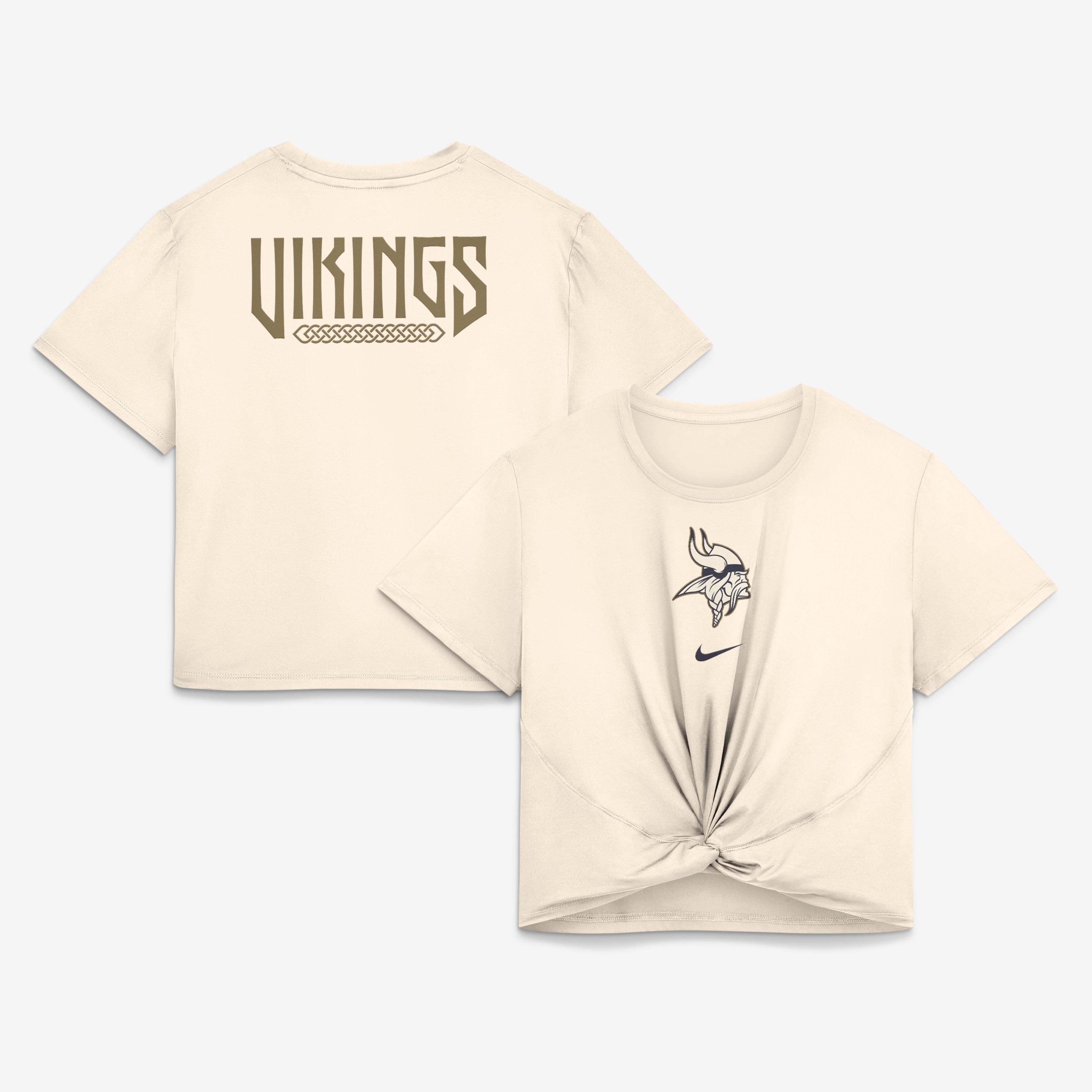 T-shirt court Nike Classic Twist crème pour femme, collection Minnesota Vikings 2026 Rivalries
