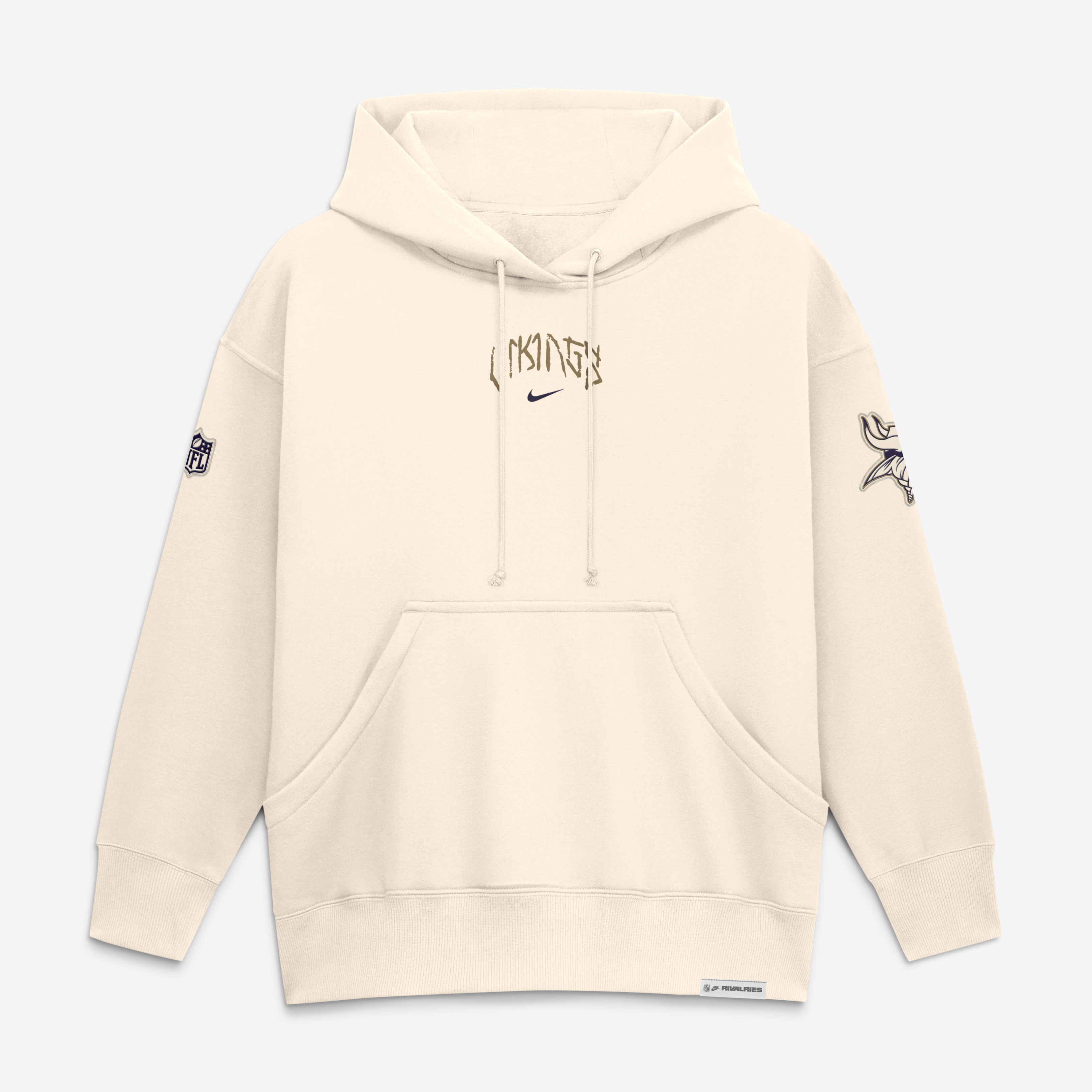 Sweat à capuche oversize Nike crème Minnesota Vikings Collection 2026 Rivalries pour femme