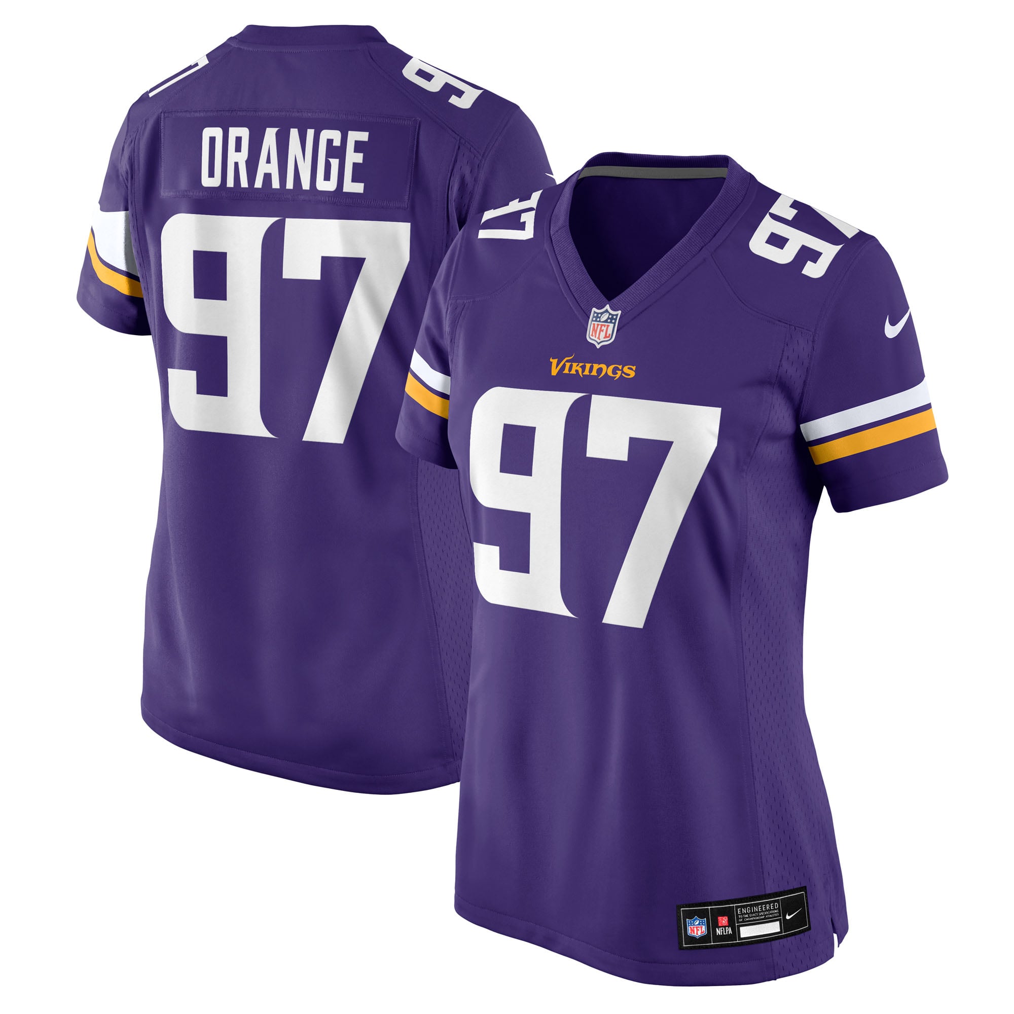Maillot de match Nike Domonique orange et violet pour femme, Minnesota Vikings