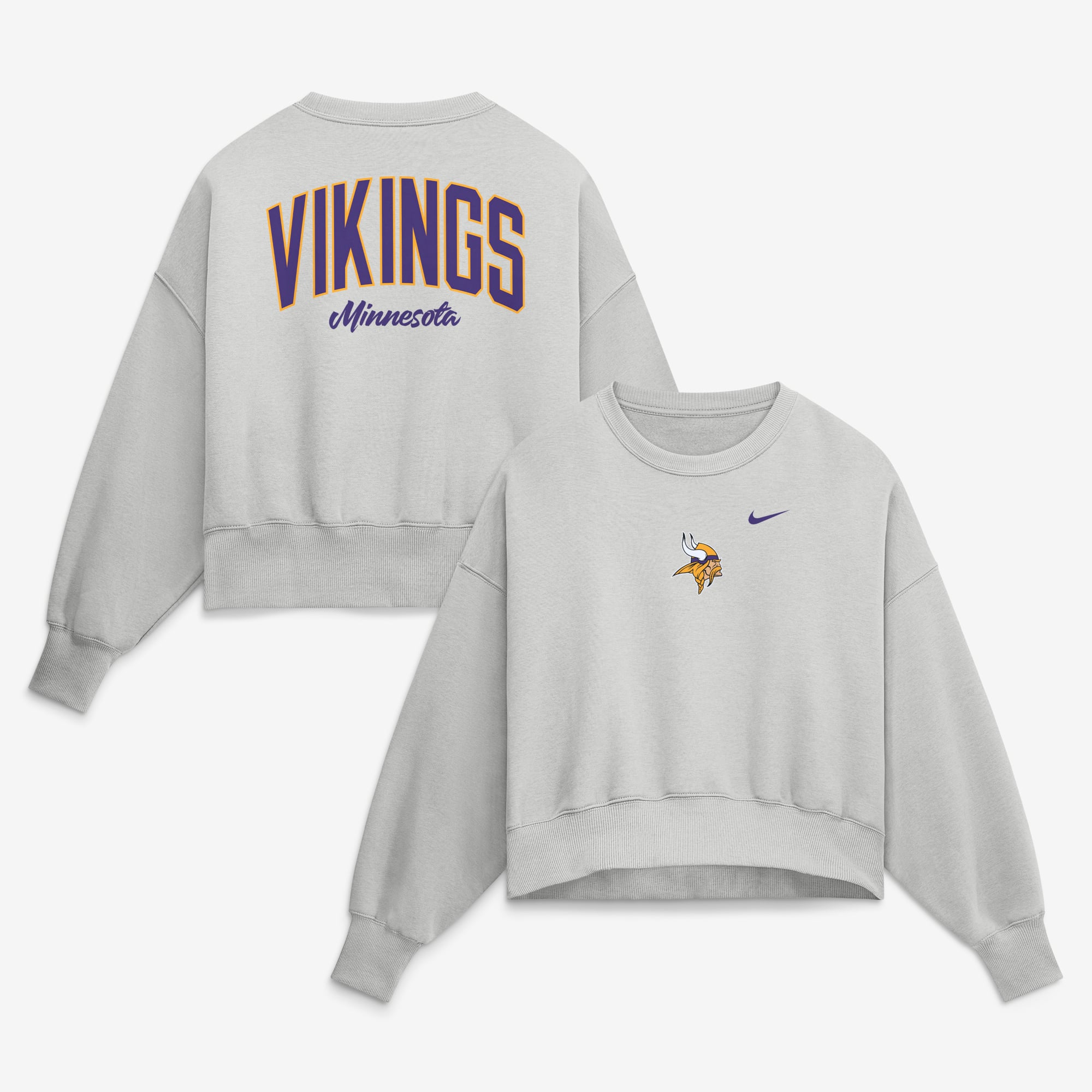Sweat-shirt polaire surdimensionné Nike Primetime Phoenix gris Minnesota Vikings pour femme
