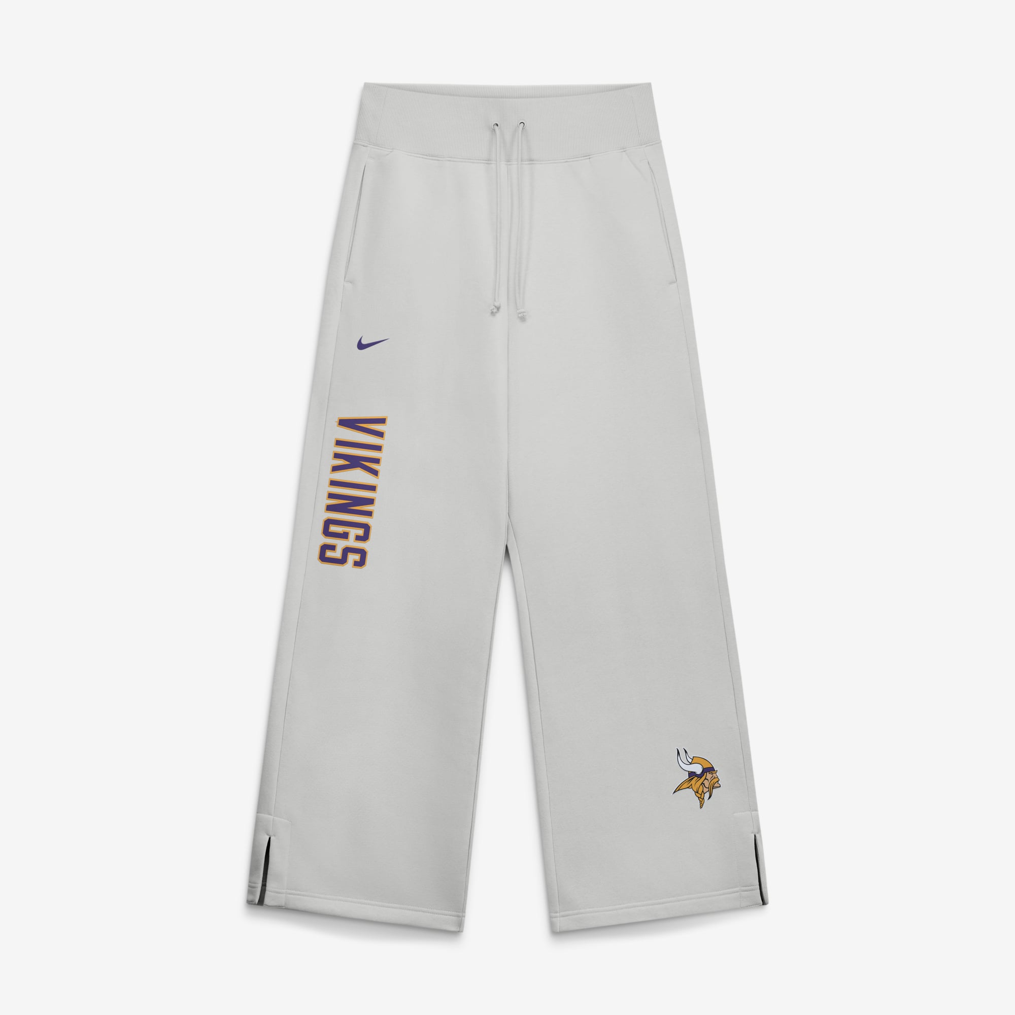 Pantalon de survêtement Nike pour femme, gris, Minnesota Vikings Primetime Phoenix Fleece, jambes larges
