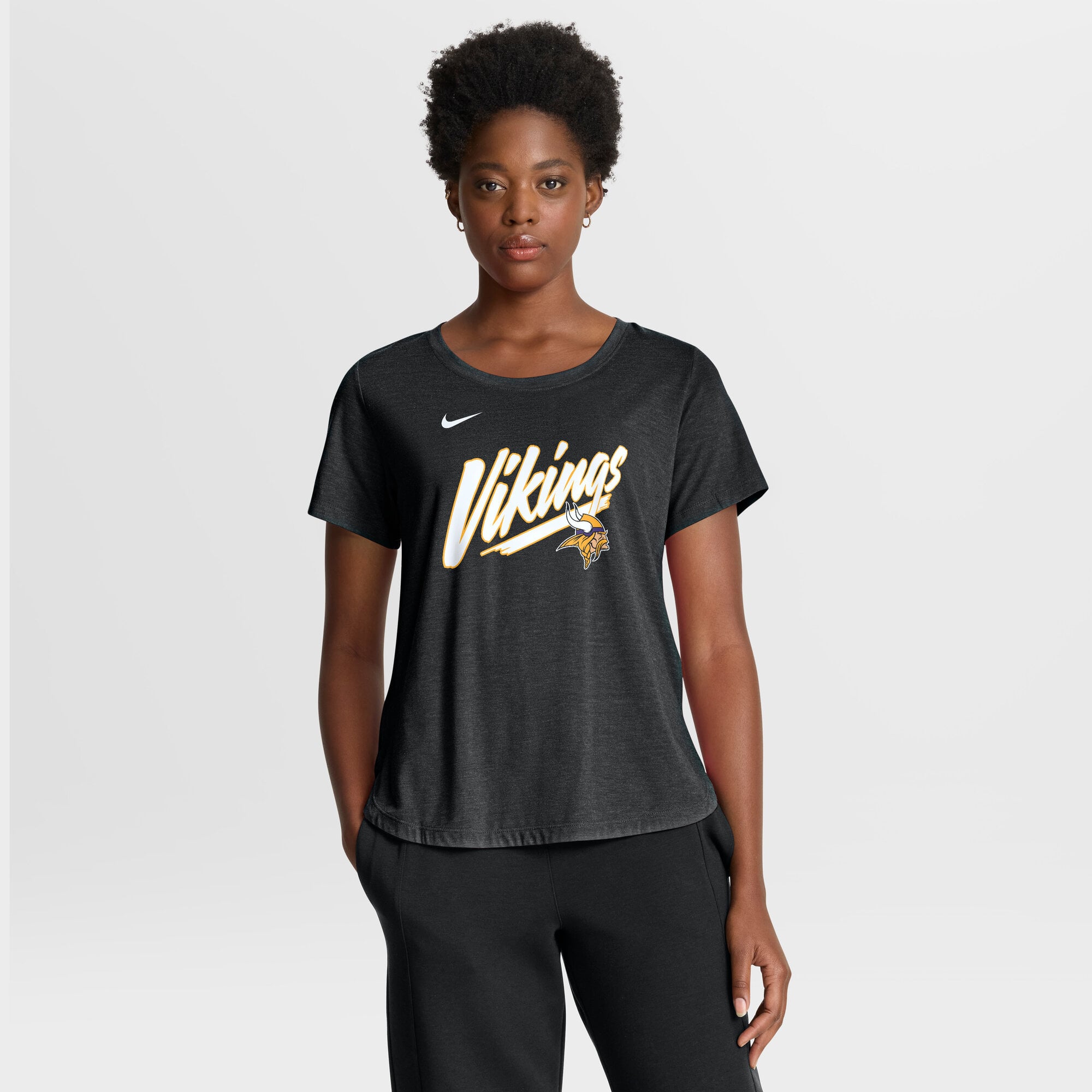 Women's Nike Heather Black Minnesota Vikings Lockup Tri-Blend T-Shirt