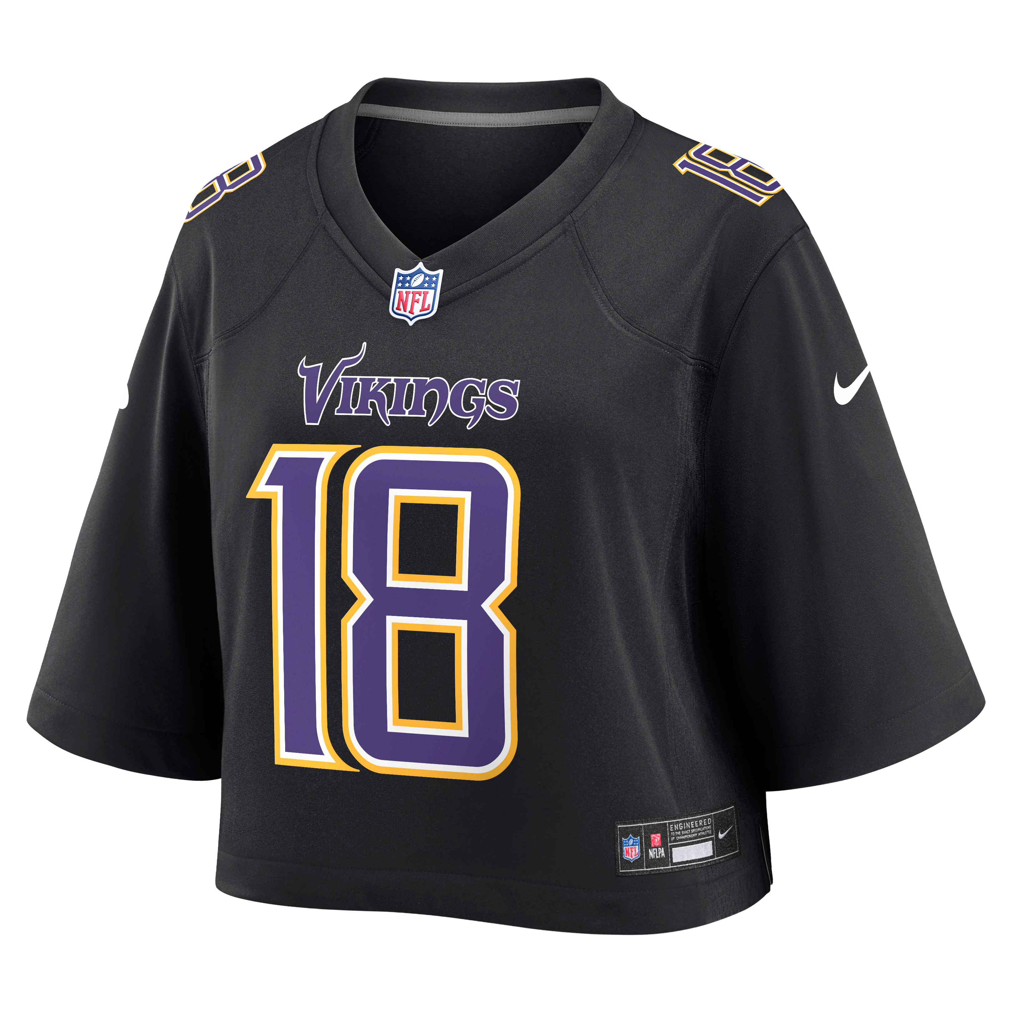 Maillot de match court Nike Justin Jefferson noir Minnesota Vikings pour femme