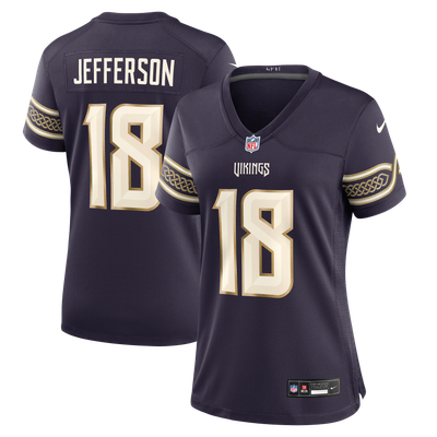 Maillot de match de Justin Jefferson, Minnesota Vikings, collection Nike Rivalries 2026 pour femmes - Violet