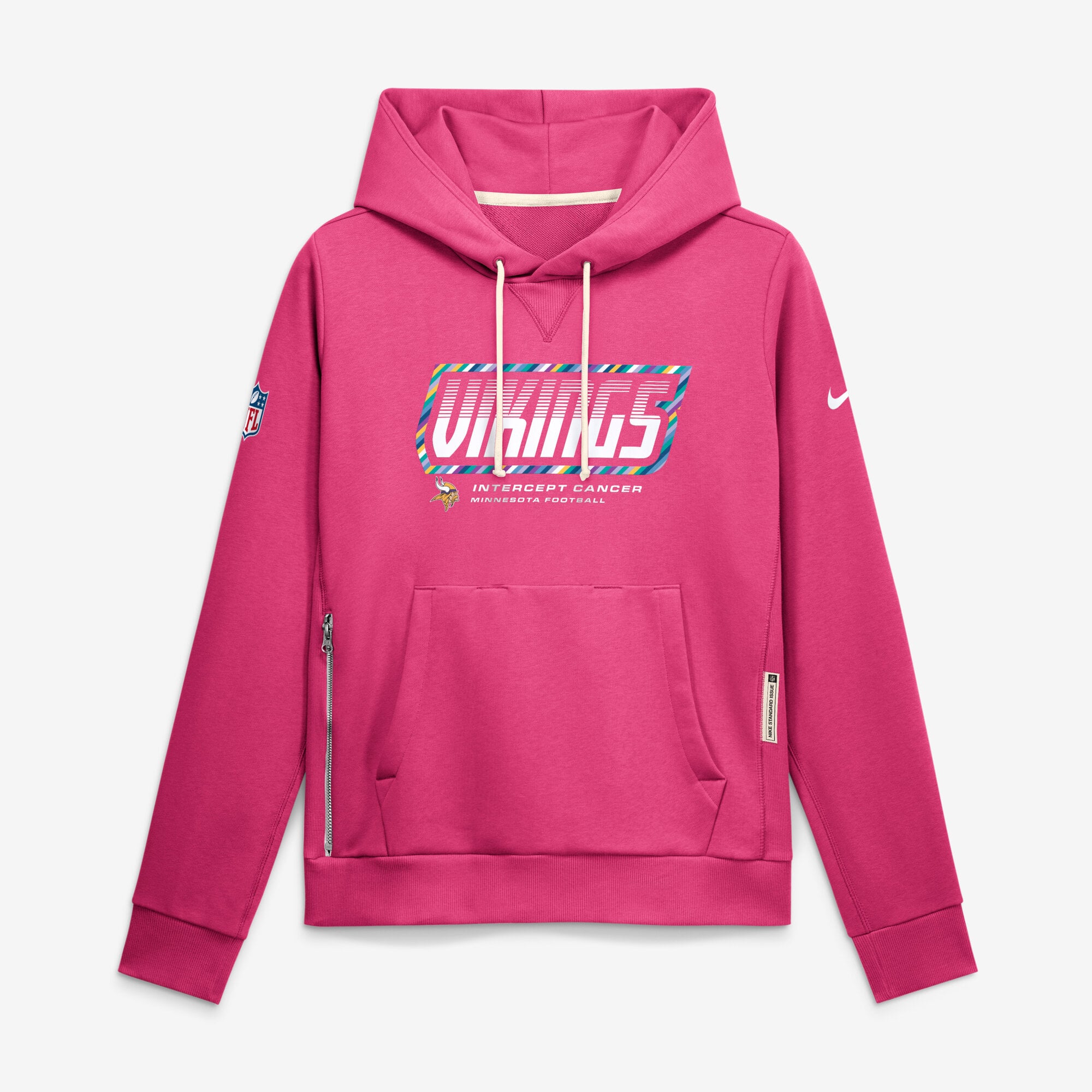Sweat à capuche Nike rose Minnesota Vikings 2026 NFL Crucial Catch Sideline Standard Issue Dri-FIT pour femme