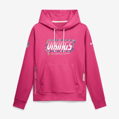  Minnesota Vikings Nike Women's 2026 NFL Crucial Catch Sideline Standard Issue Dri-FIT Pullover Hoodie - Pink
