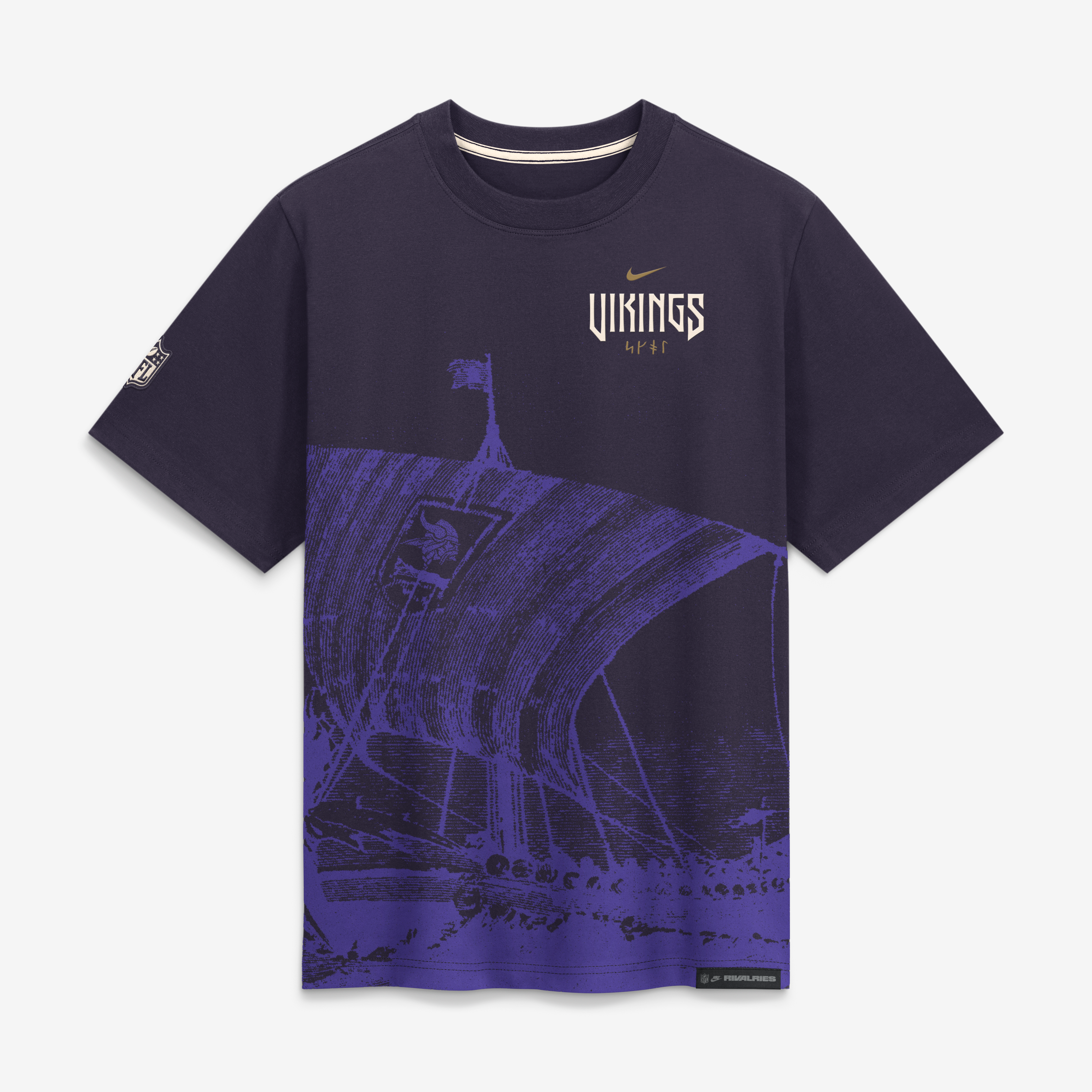 T-shirt boyfriend ample Nike pour femme, collection Minnesota Vikings 2026, violet.