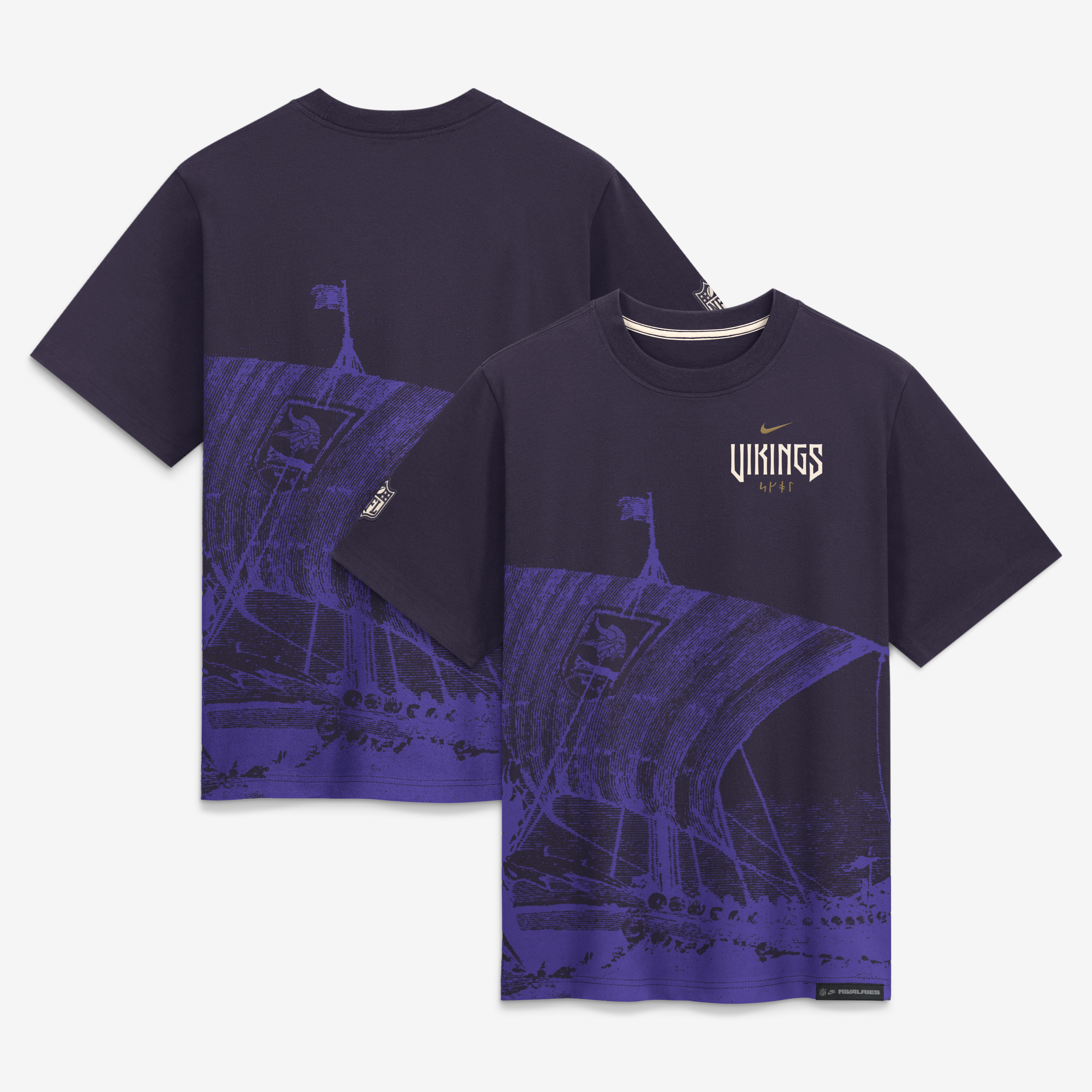 T-shirt boyfriend ample Nike pour femme, collection Minnesota Vikings 2026, violet.