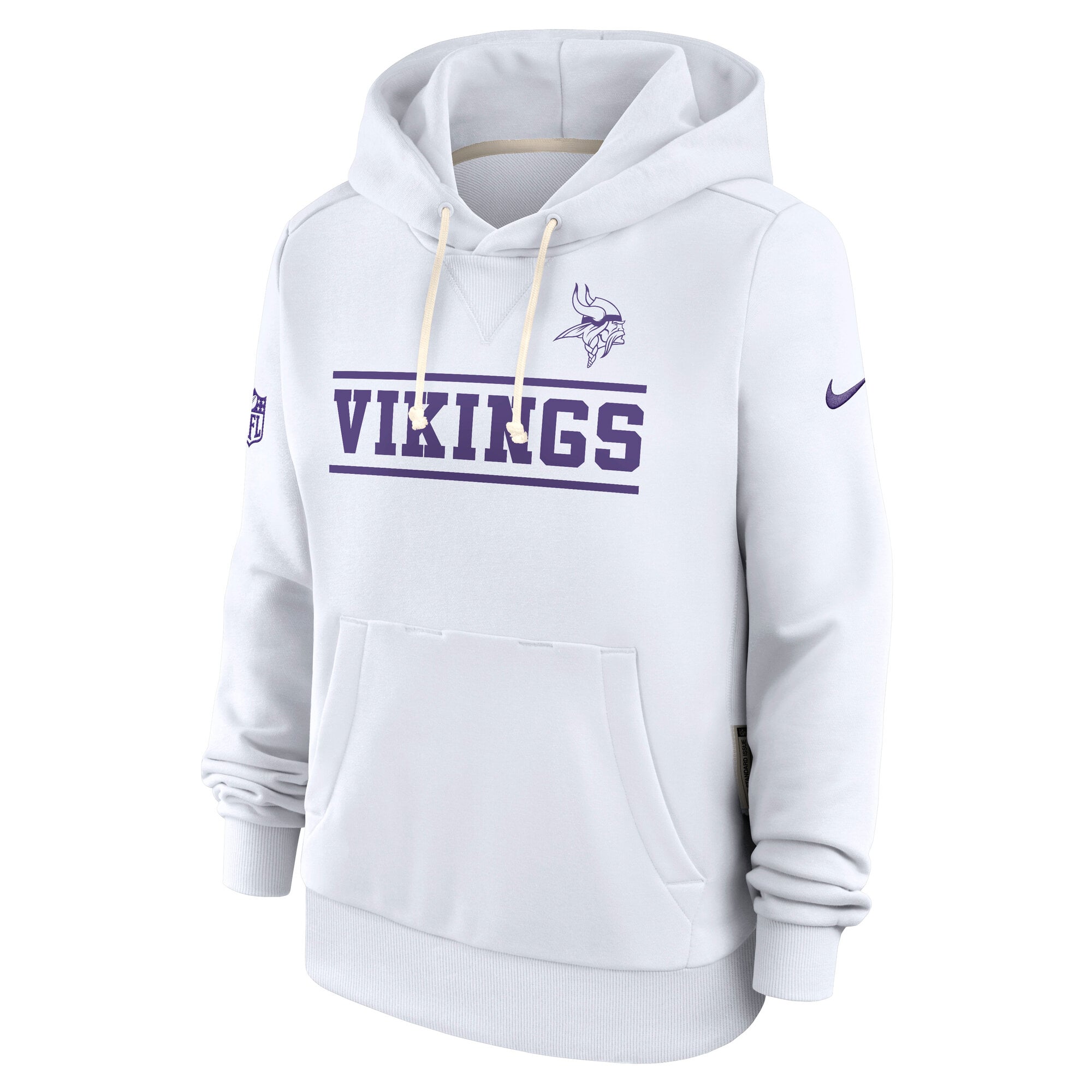 Sweat à capuche Nike Dri-FIT Alt Sideline Standard Issue blanc pour femme, Minnesota Vikings.