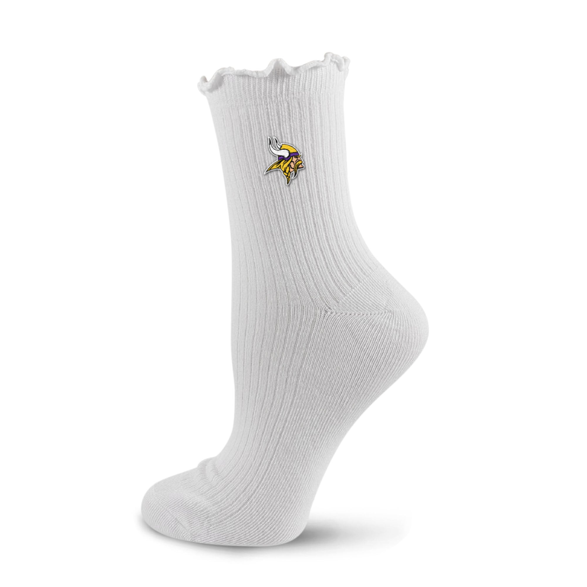 Women's PRO Compression  White Minnesota Vikings Logo Lettuce Hem Quarter Socks