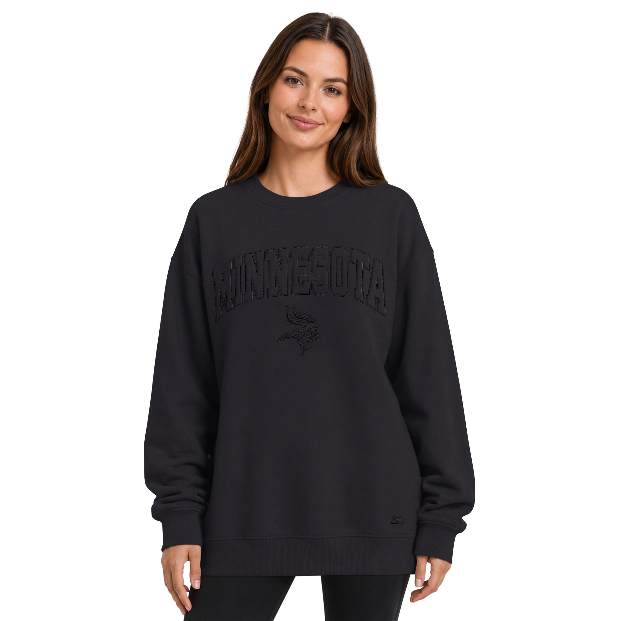Sweat-shirt oversize en polaire Starter noir Minnesota Vikings pour femme