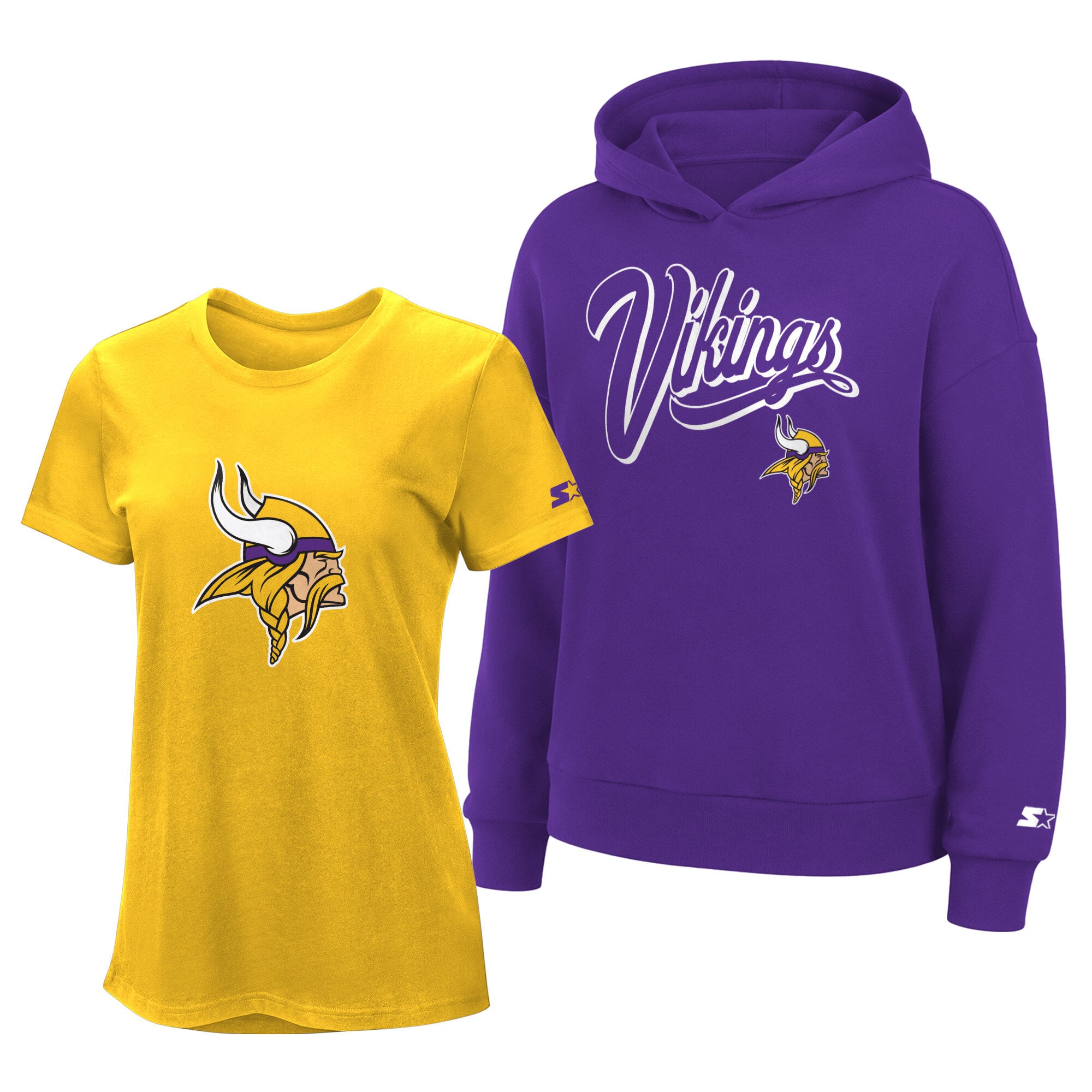 Ensemble sweat à capuche et t-shirt Starter or/violet Minnesota Vikings pour femmes