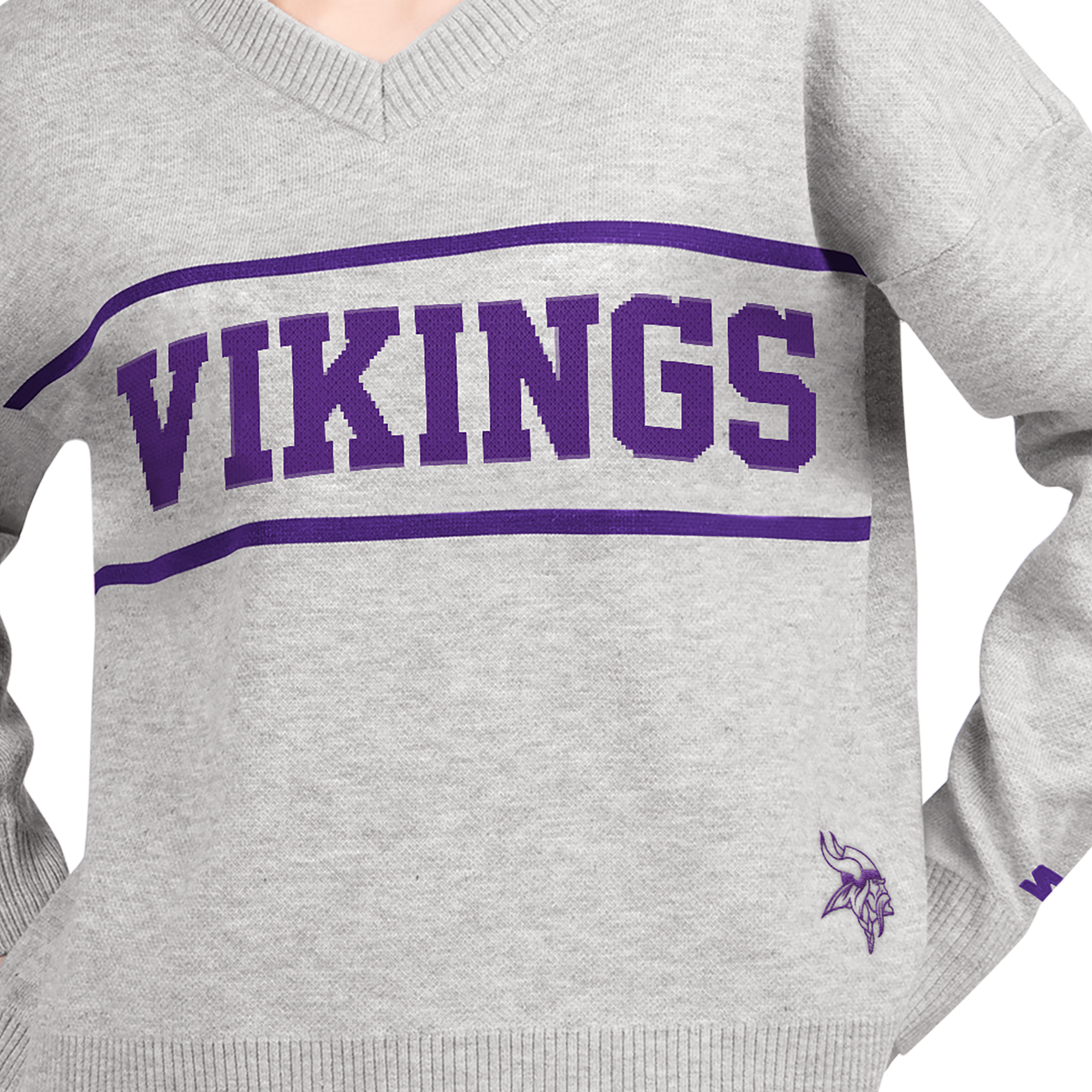 Pull à col en V gris Starter Minnesota Vikings Best Shot pour femme