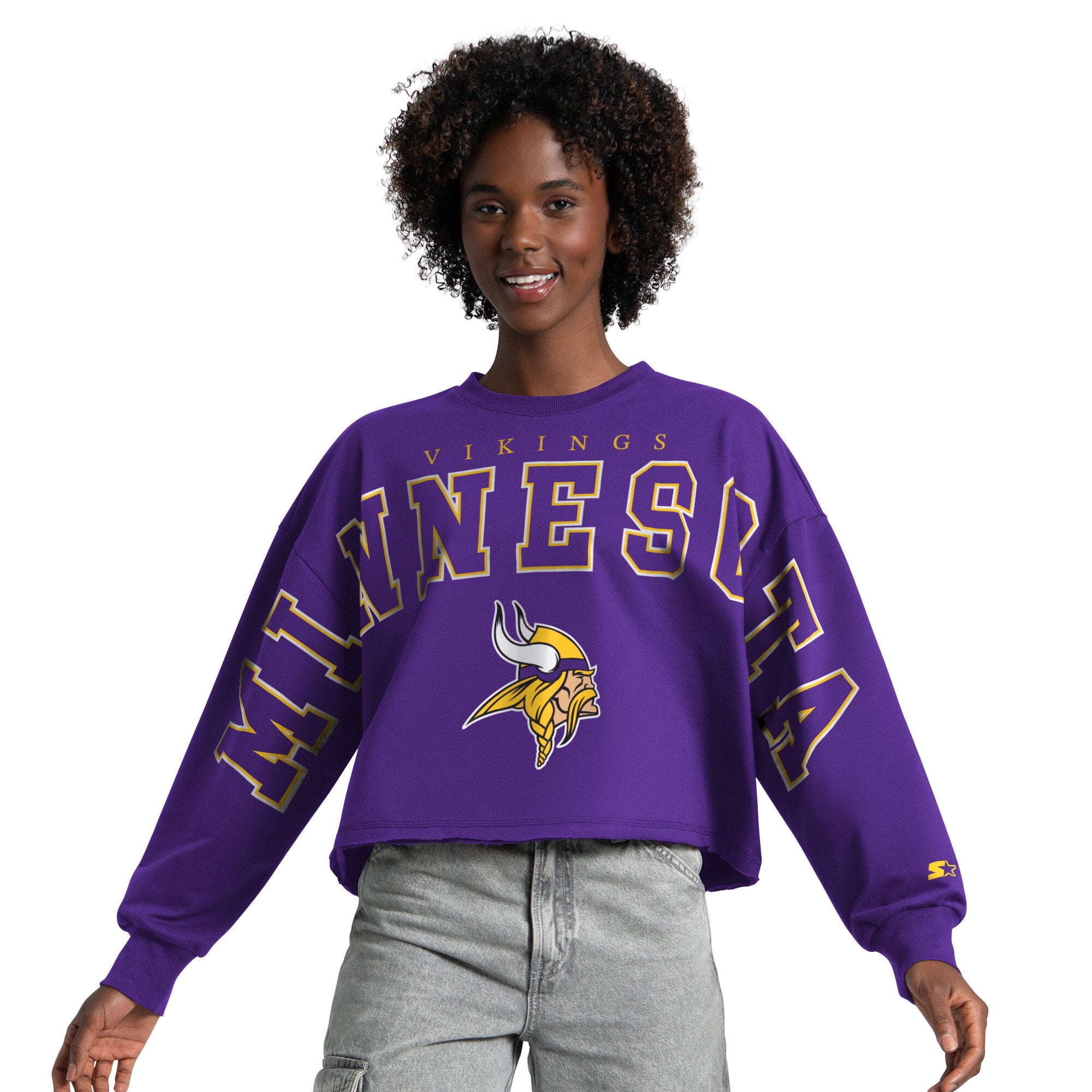 Sweat-shirt court Starter violet Minnesota Vikings pour femmes