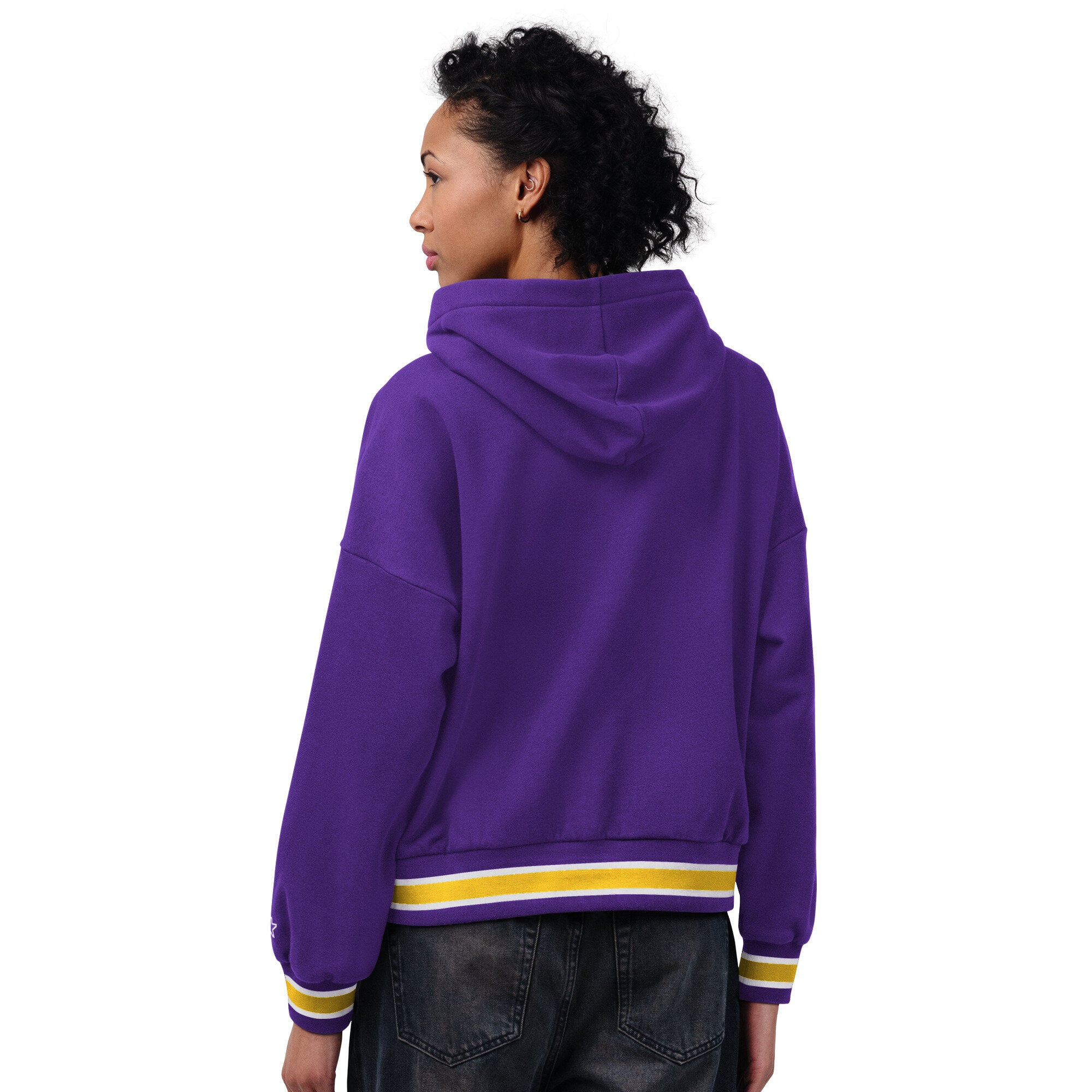 Sweat à capuche Starter violet pour femme, motif plaque de base des Vikings du Minnesota