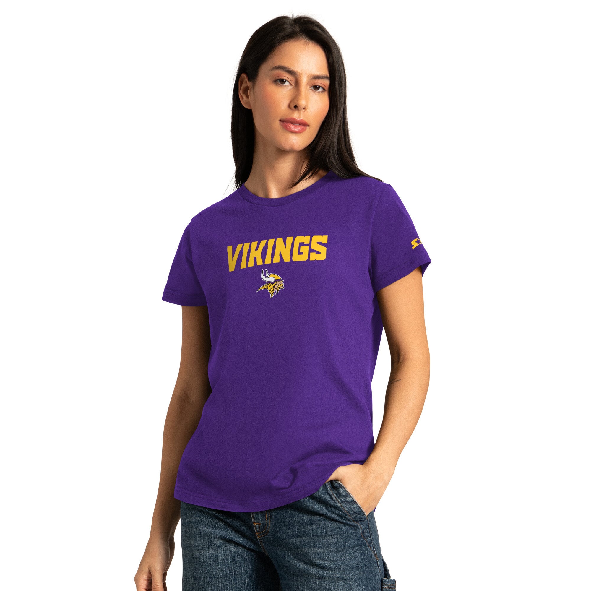 Pack de t-shirts à manches courtes et longues Starter pour femmes, violet/gris chiné, Minnesota Vikings