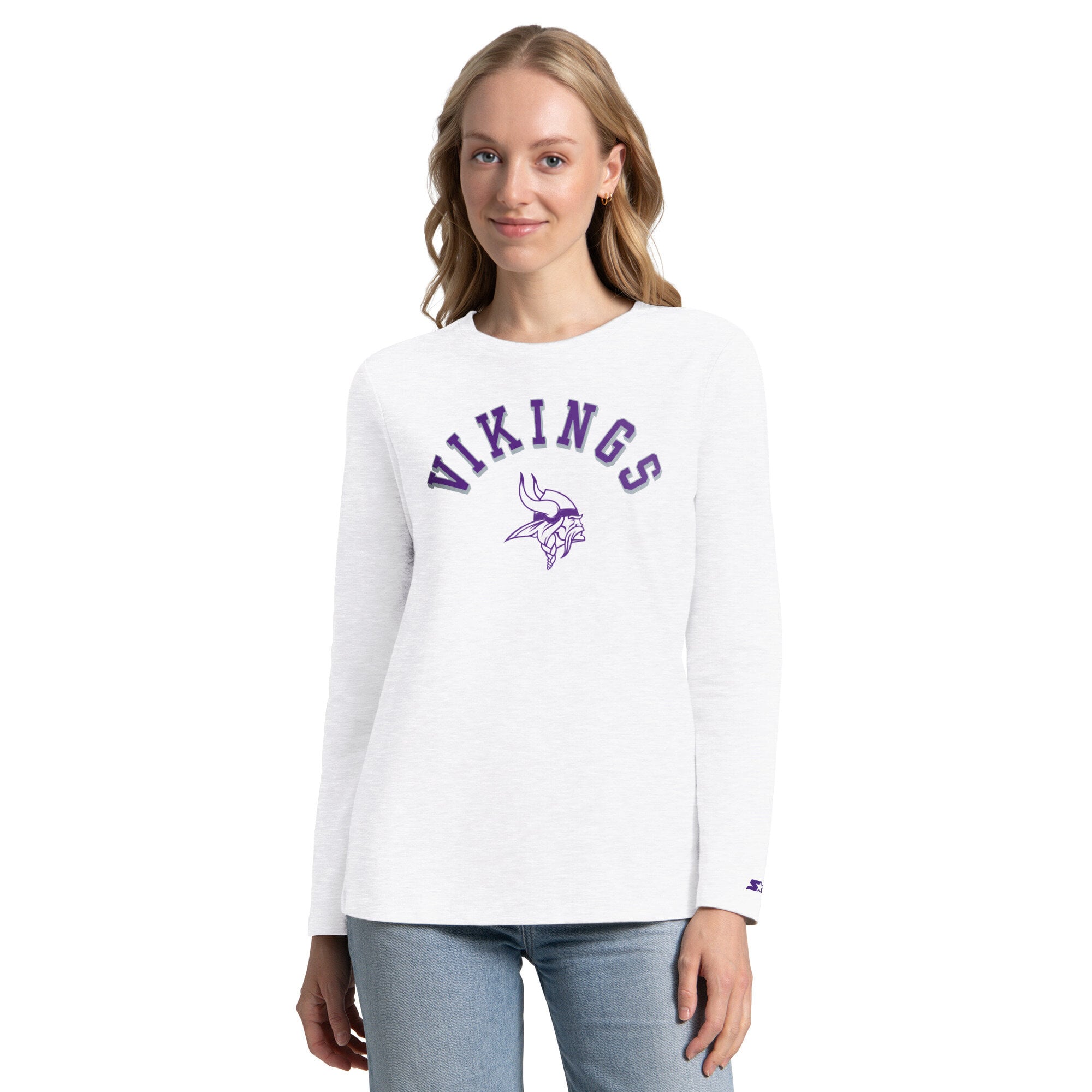Pack de t-shirts à manches courtes et longues Starter pour femmes, violet/gris chiné, Minnesota Vikings