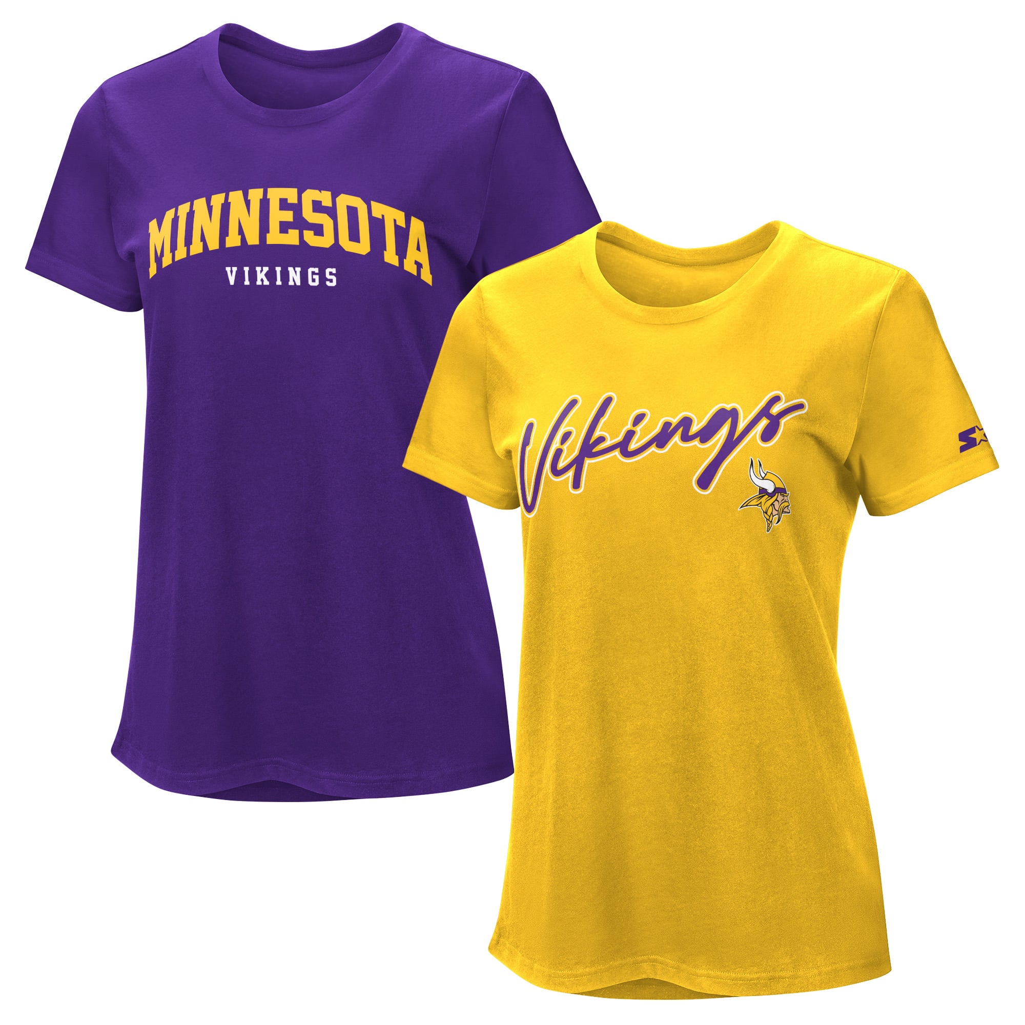 Pack de t-shirts Starter violet/or pour femmes Minnesota Vikings