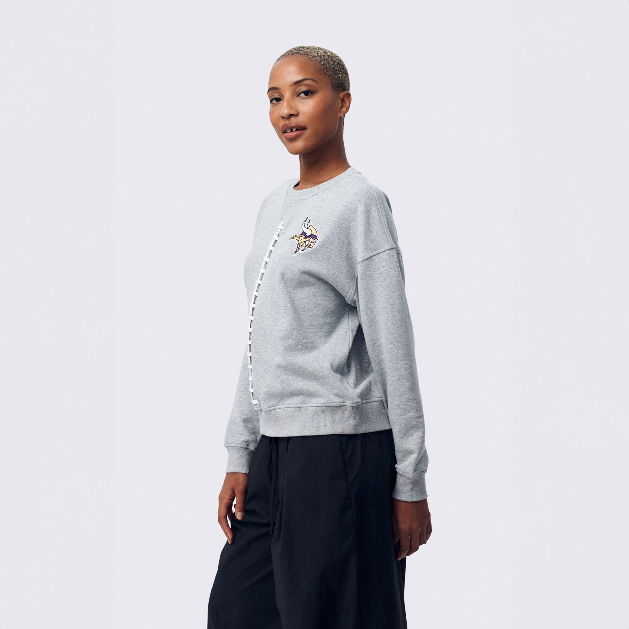 Pull en coton classique Terez Heather Gray Minnesota Vikings Football Stitch pour femme