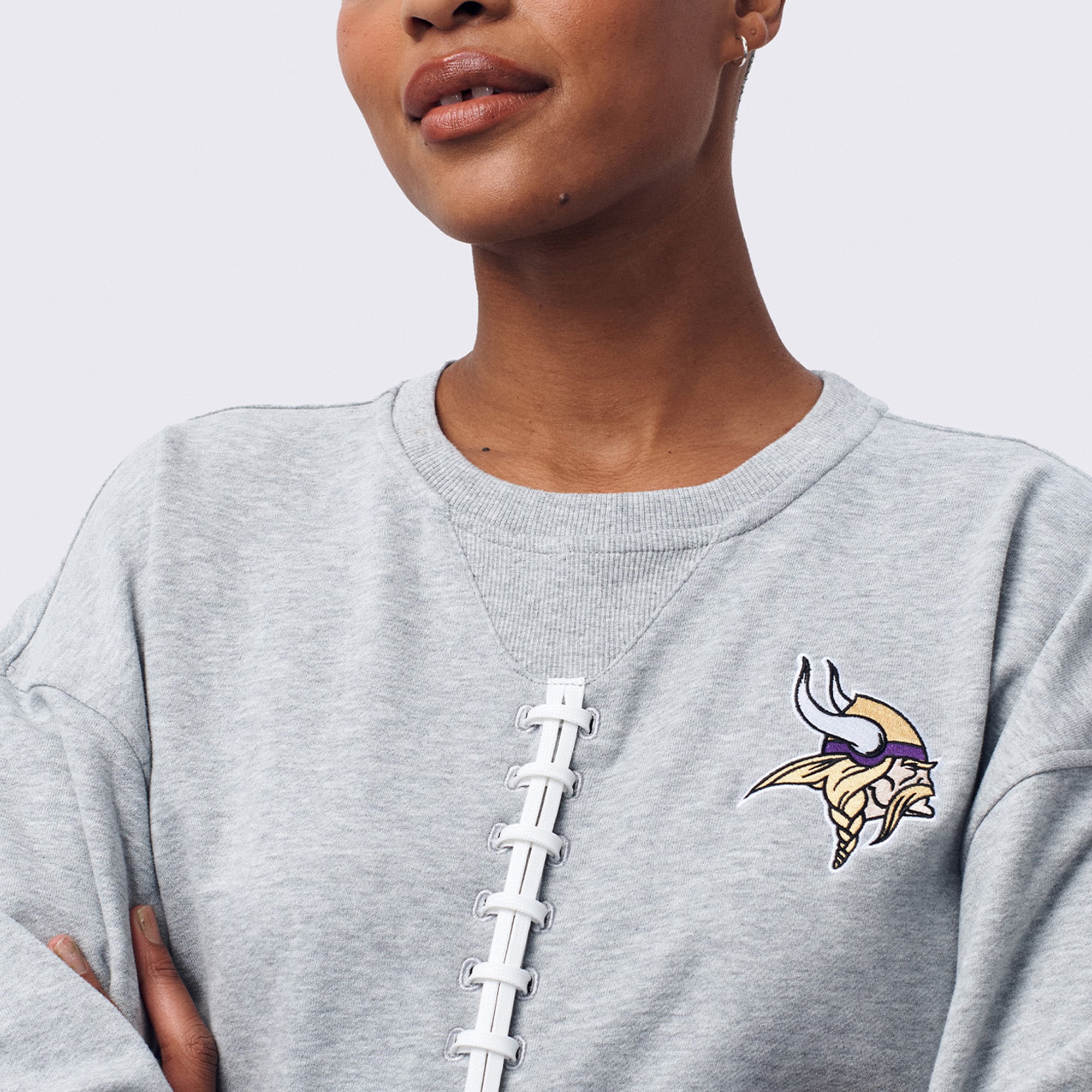 Pull en coton classique Terez Heather Gray Minnesota Vikings Football Stitch pour femme