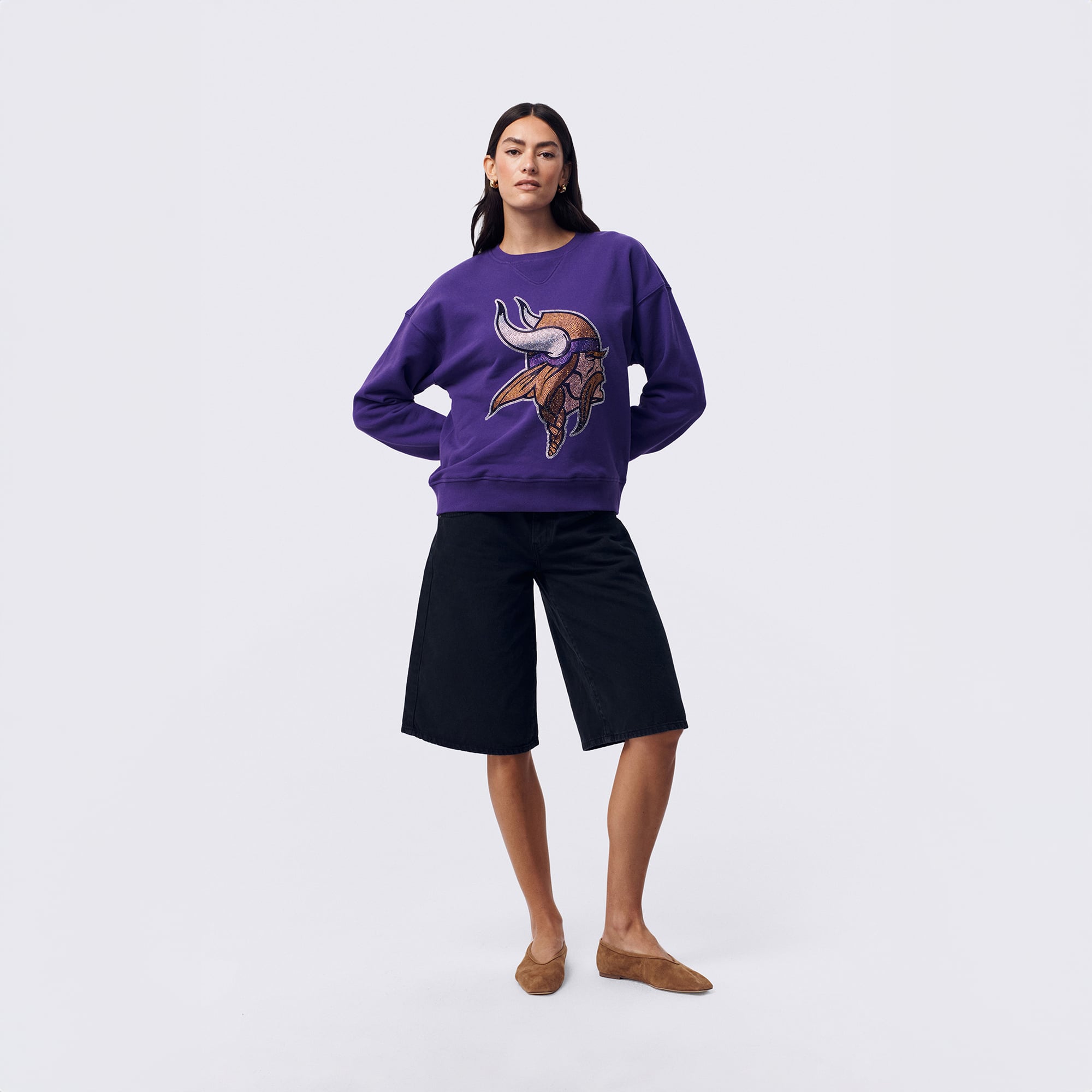 Sweat-shirt à capuche Terez violet pour femme, logo en pierre précieuse des Vikings du Minnesota