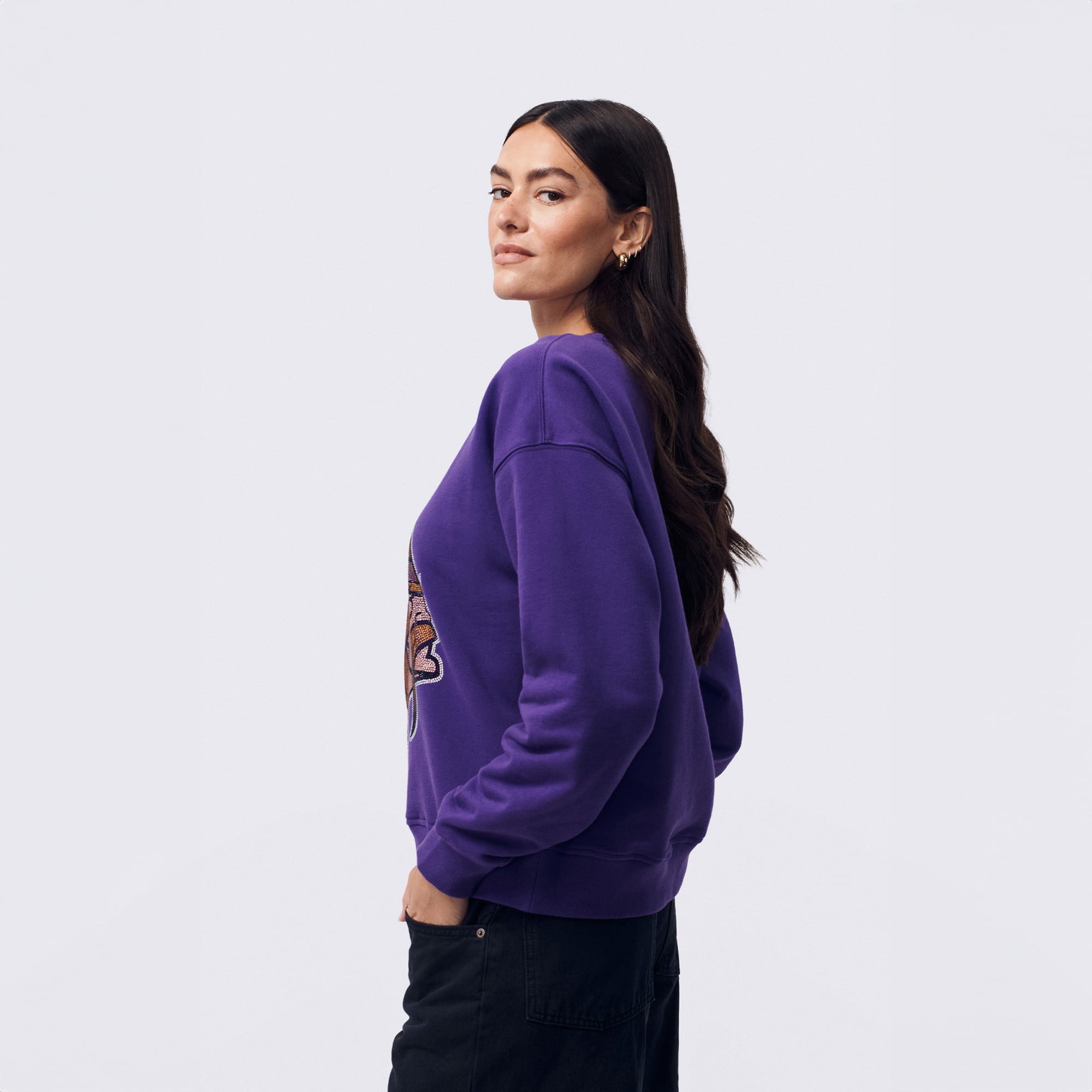 Sweat-shirt à capuche Terez violet pour femme, logo en pierre précieuse des Vikings du Minnesota