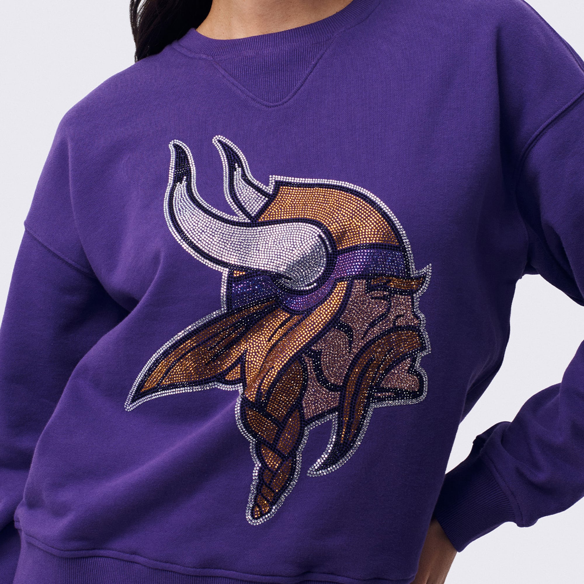 Sweat-shirt à capuche Terez violet pour femme, logo en pierre précieuse des Vikings du Minnesota