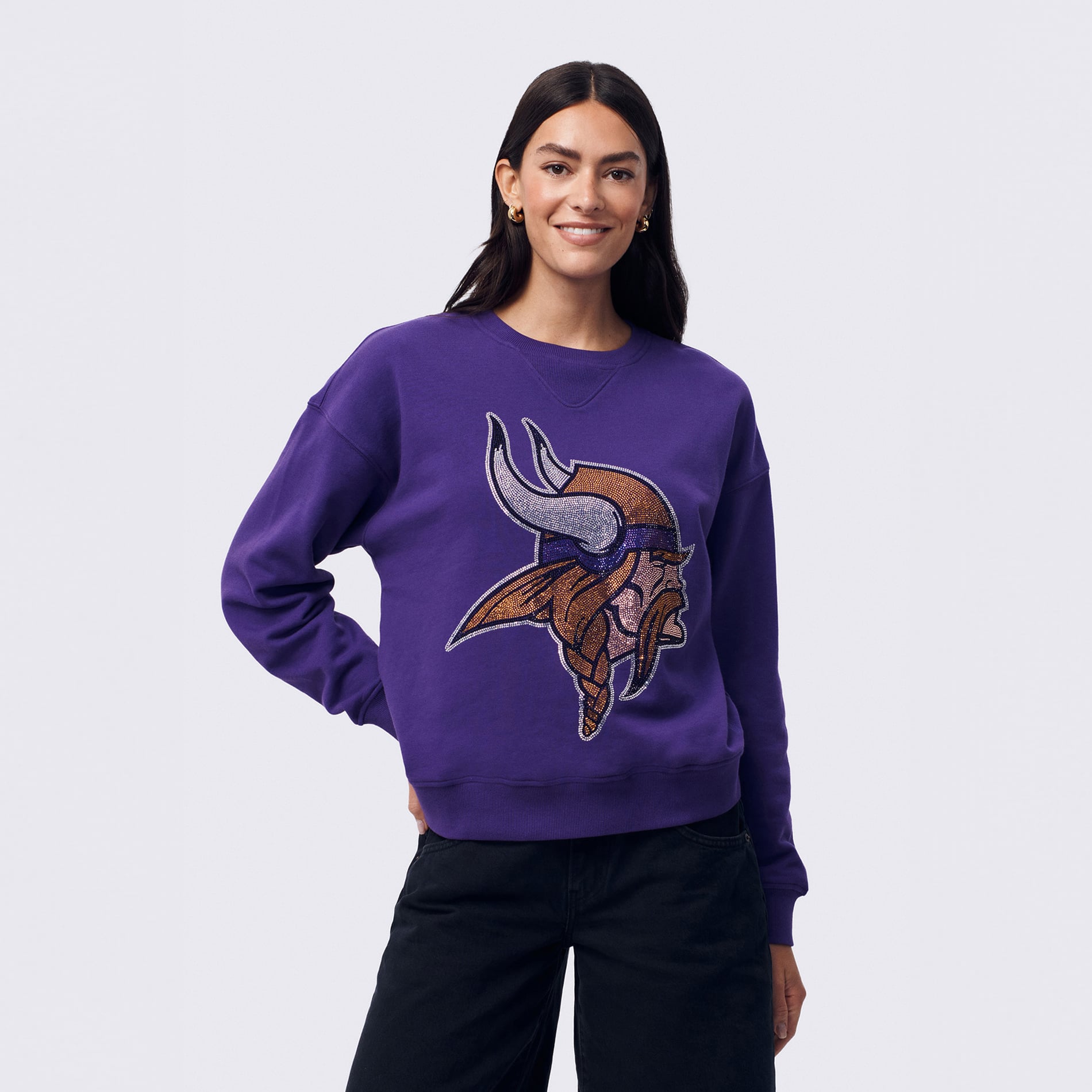 Sweat-shirt à capuche Terez violet pour femme, logo en pierre précieuse des Vikings du Minnesota
