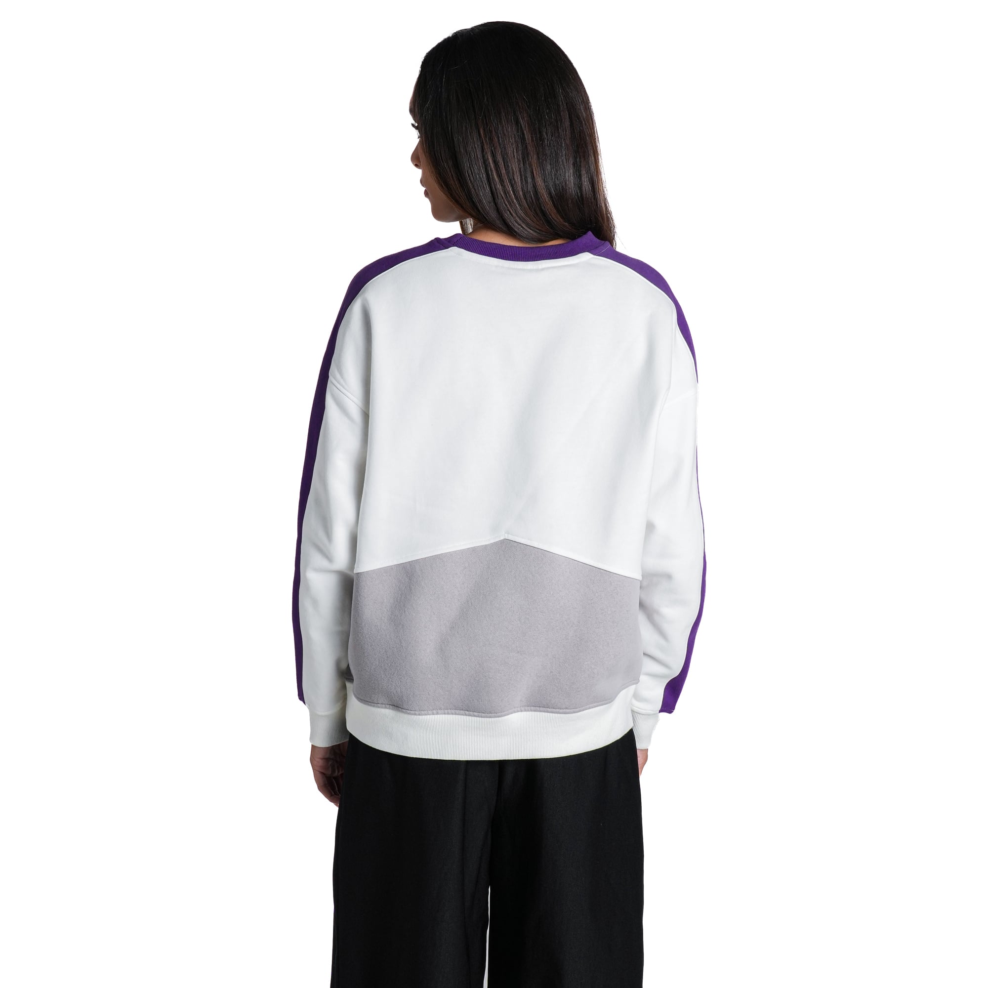 Sweat-shirt à col rond The Wild Collective blanc chevrons Minnesota Vikings pour femme