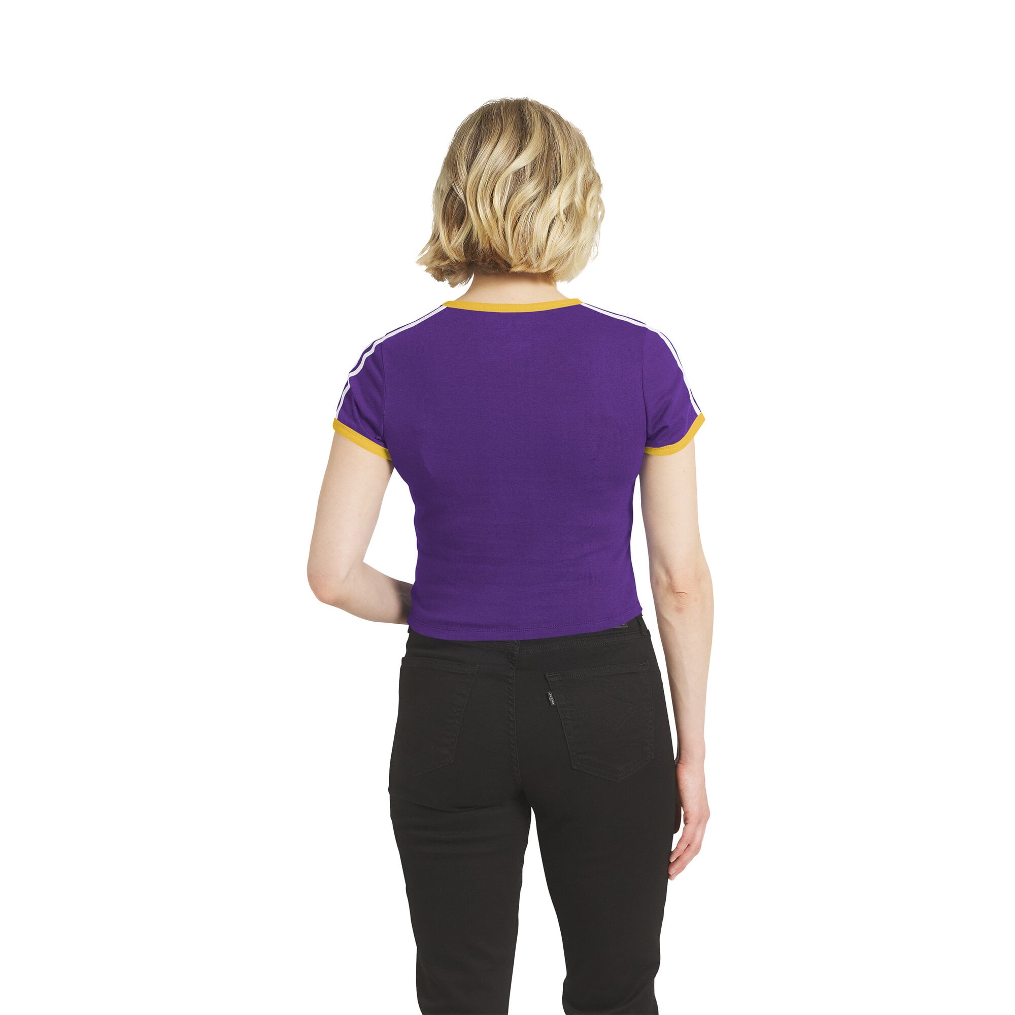 Women's WEAR by Erin Andrews Purple Minnesota Vikings Cropped Throwback Ringer Baby T-Shirt