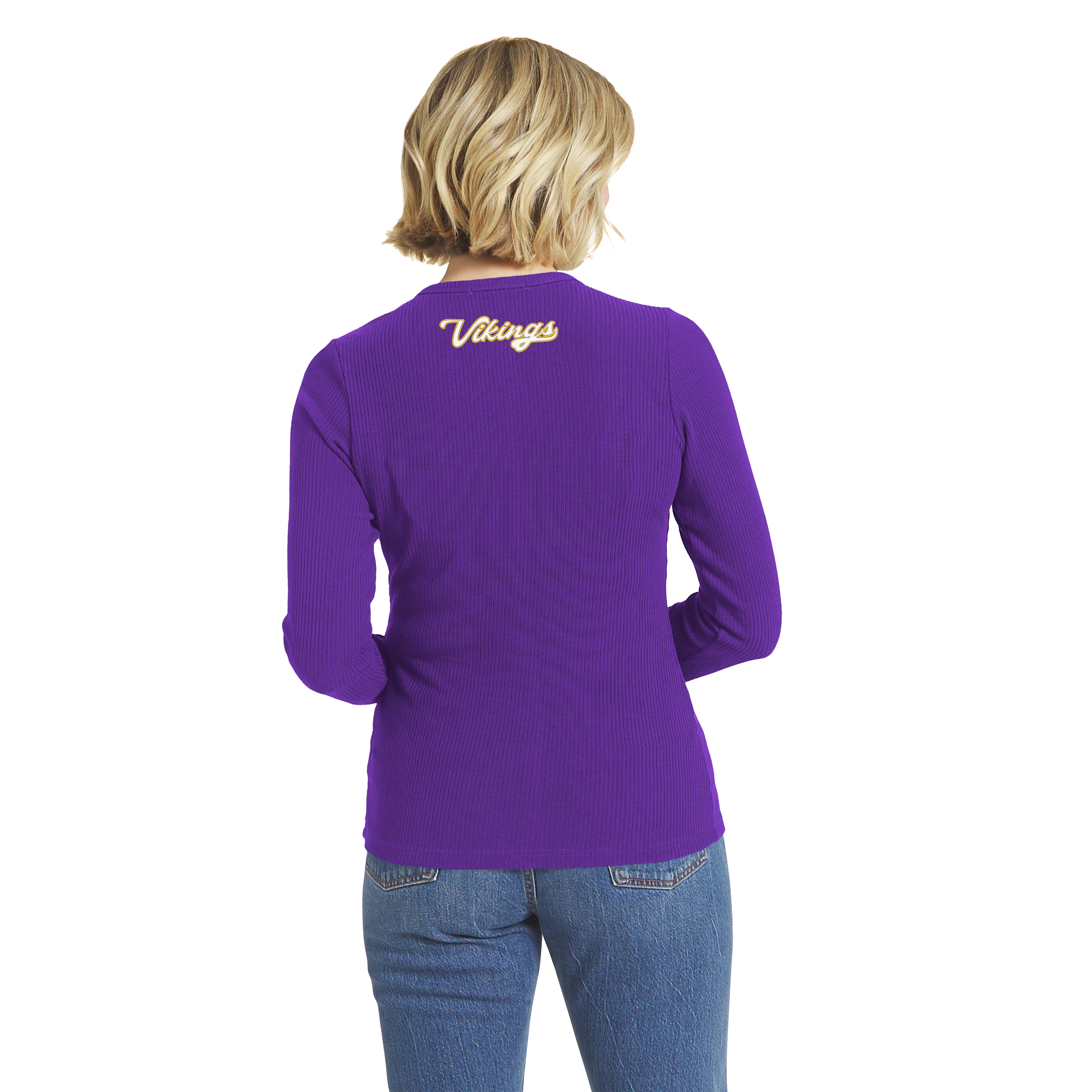 Women's WEAR by Erin Andrews  Purple Minnesota Vikings Ribbed Full-Button Cardigan Sweater
