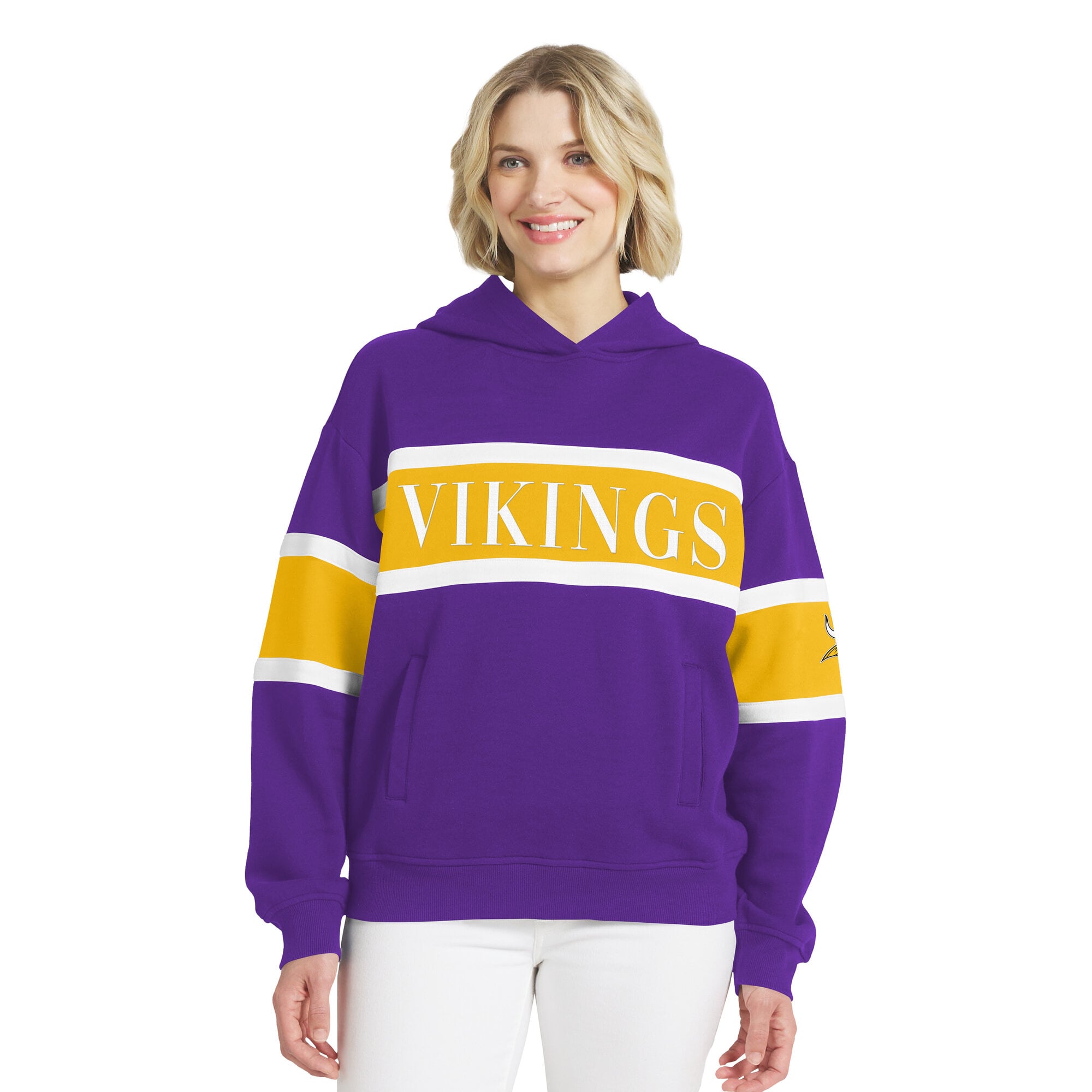 Sweat à capuche rayé violet Minnesota Vikings pour femme de la marque WEAR by Erin Andrews