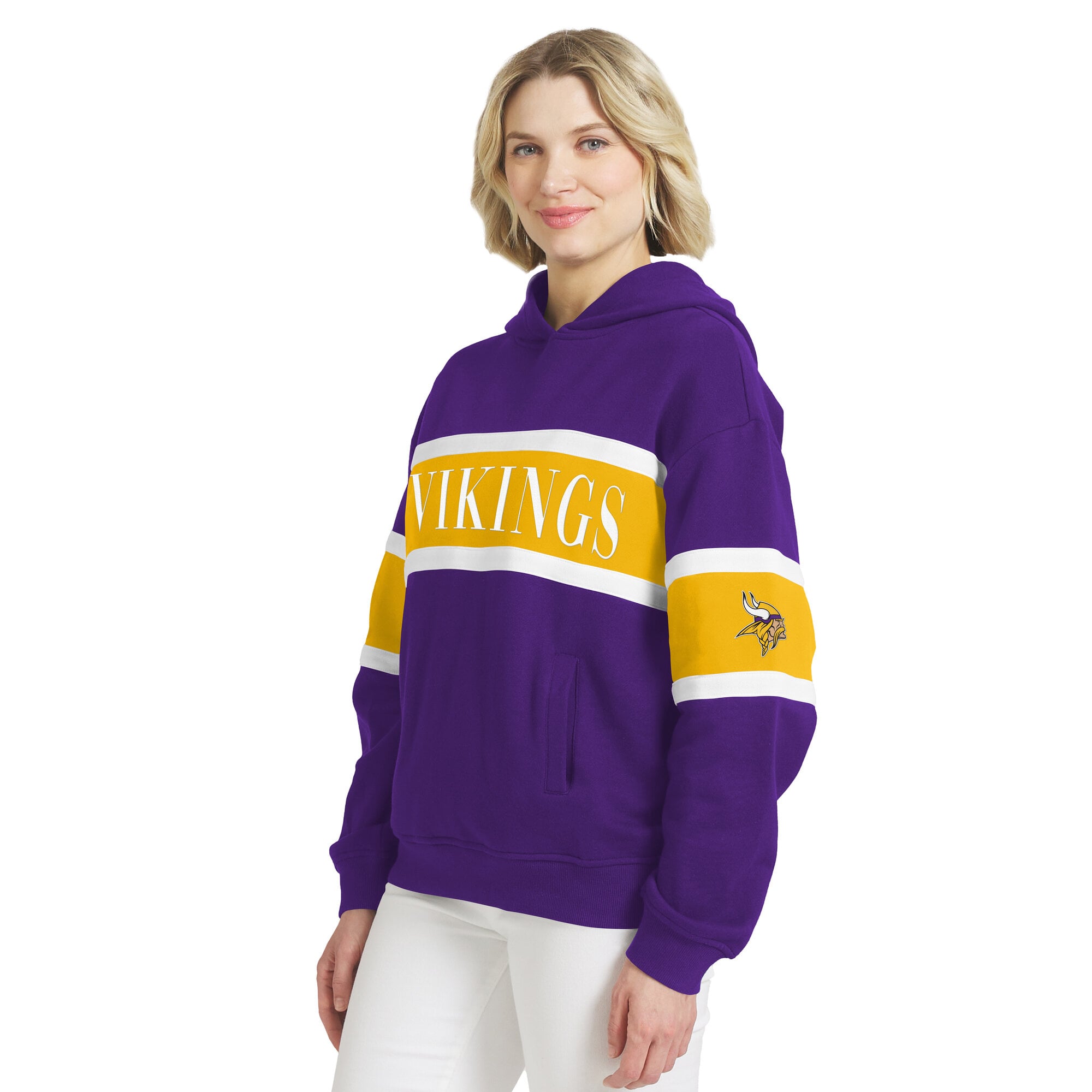 Sweat à capuche rayé violet Minnesota Vikings pour femme de la marque WEAR by Erin Andrews