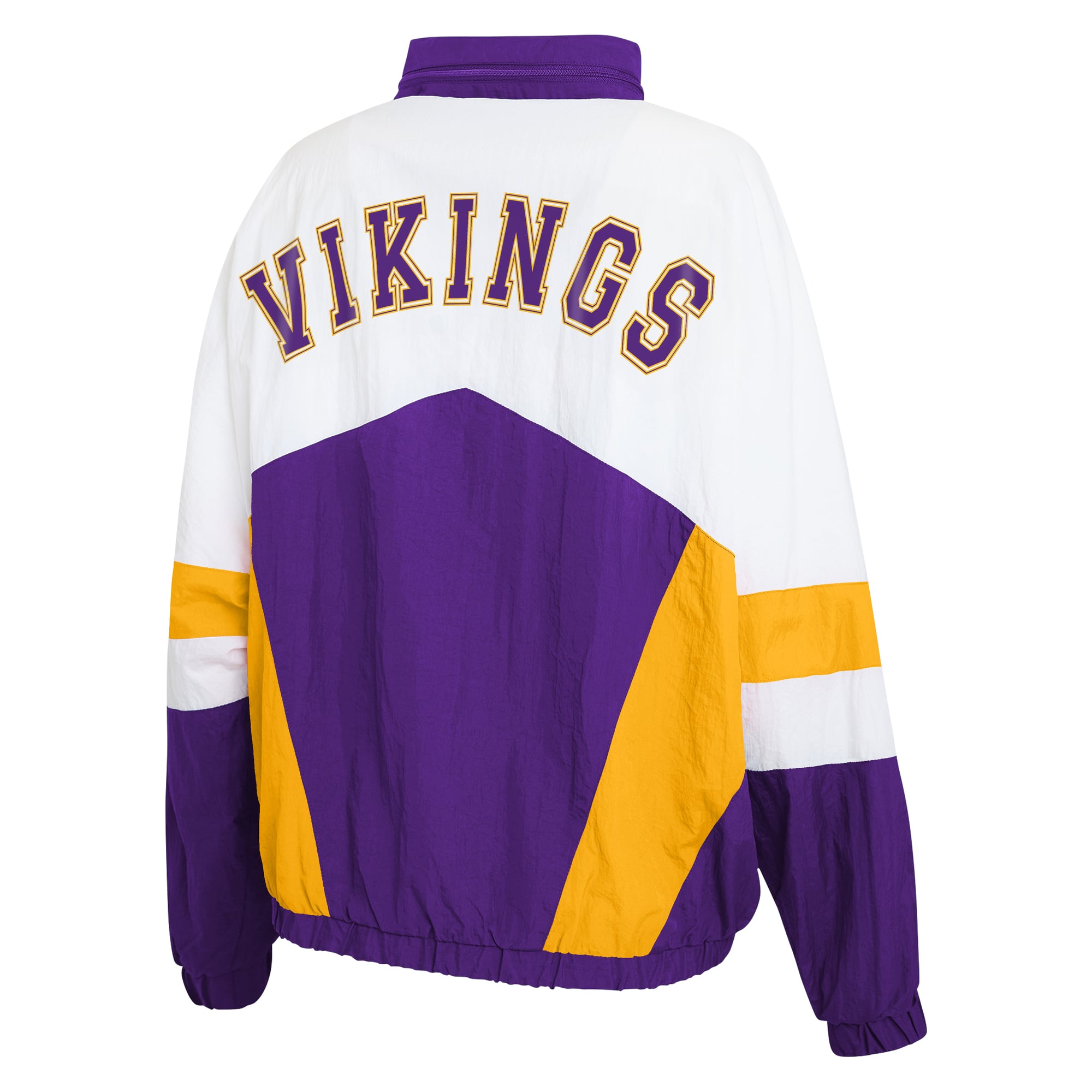 Women's WEAR by Erin Andrews  White/Purple Minnesota Vikings Crinkle Full-Snap Hooded Windbreaker Jacket