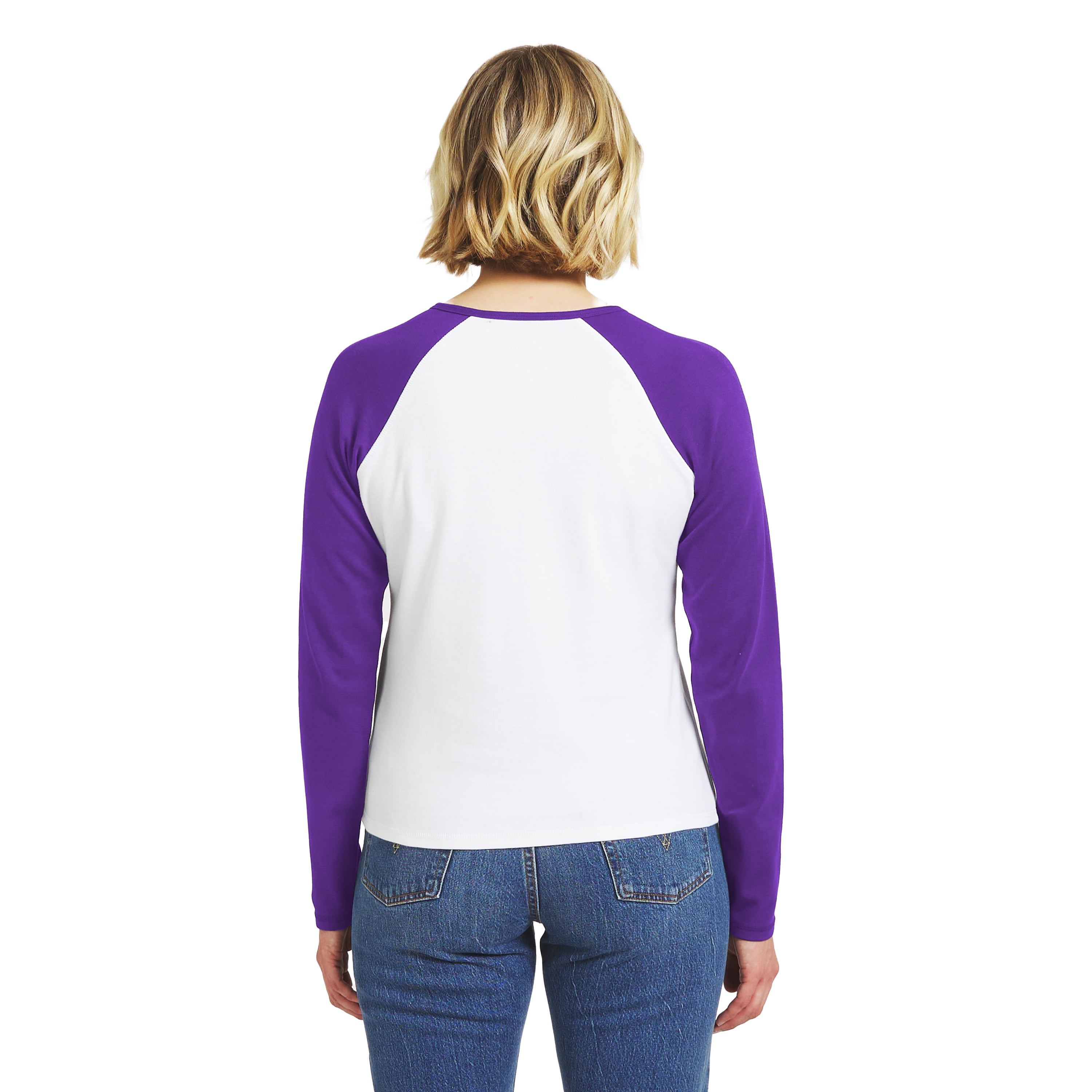 Women's WEAR by Erin Andrews White/Purple Minnesota Vikings Henley Long Sleeve Raglan T-Shirt