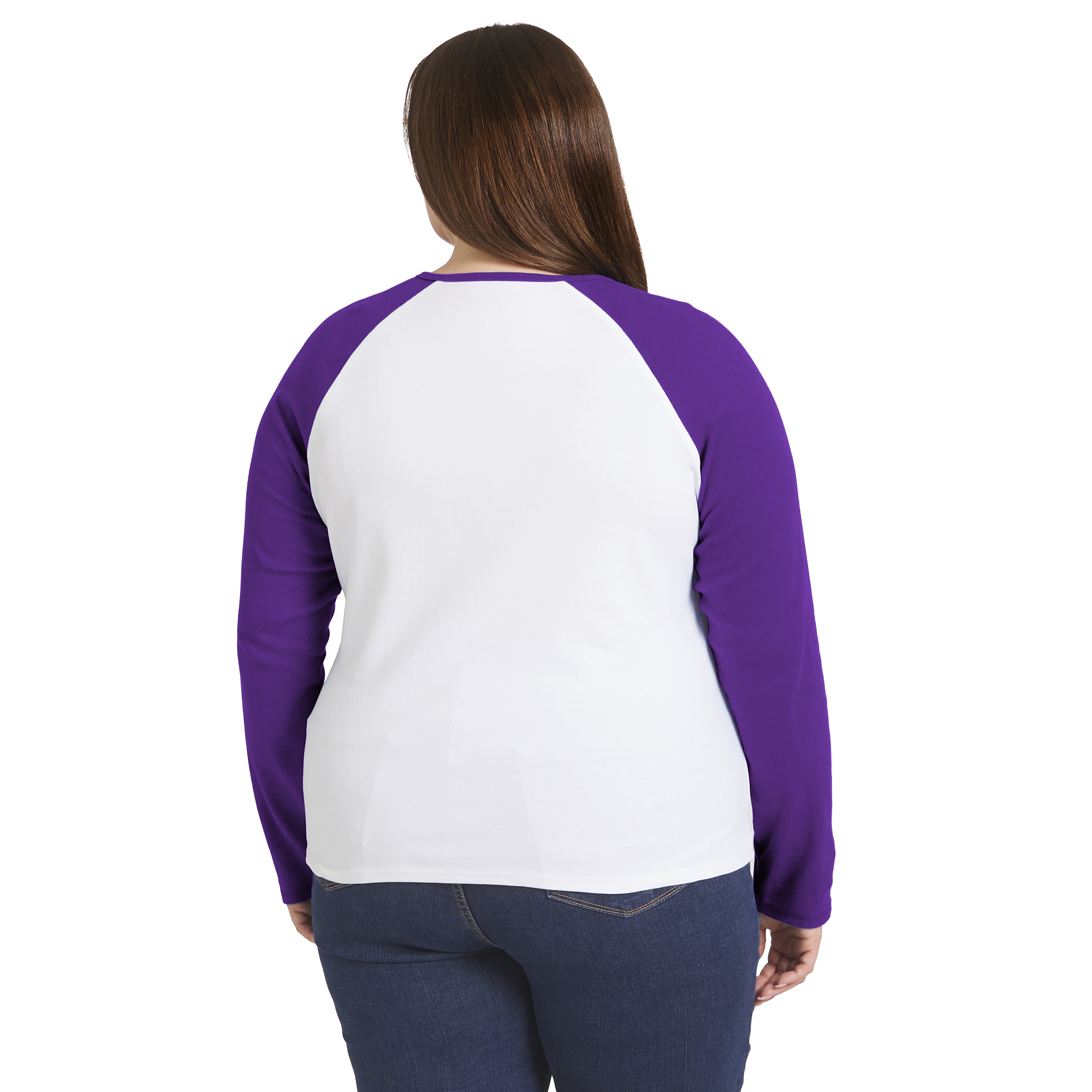 Women's WEAR by Erin Andrews White/Purple Minnesota Vikings Plus Henley Long Sleeve Raglan T-Shirt