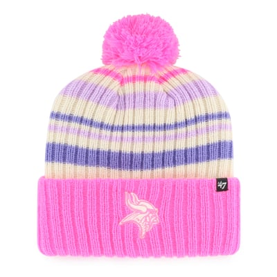  Minnesota Vikings '47 Youth Snow Fort Cuffed Knit Hat with Pom - Pink