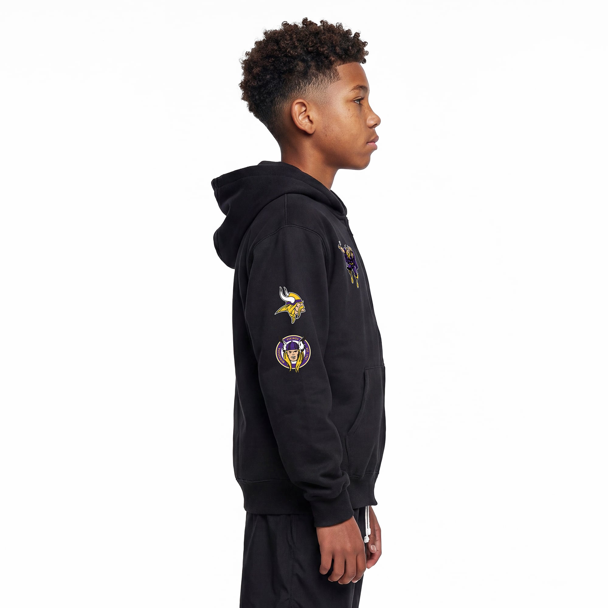 Youth Disney x Champion Black Minnesota Vikings Thor Full-Zip Hoodie