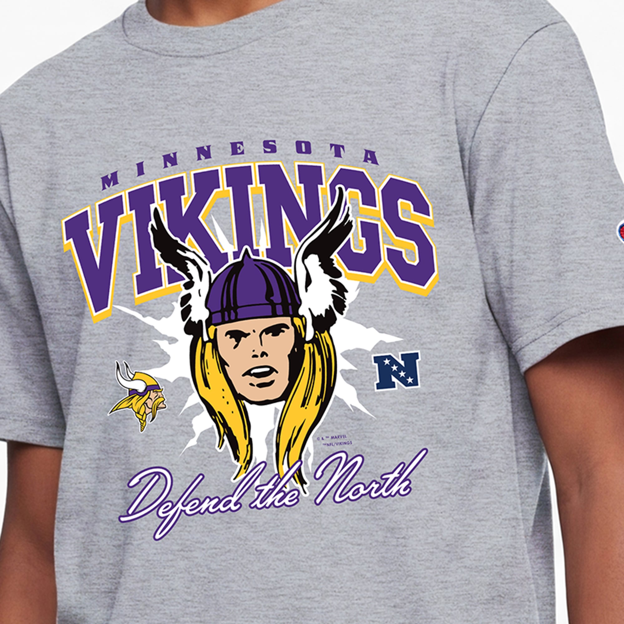 Youth Disney x Champion Heather Gray Minnesota Vikings Thor T-Shirt