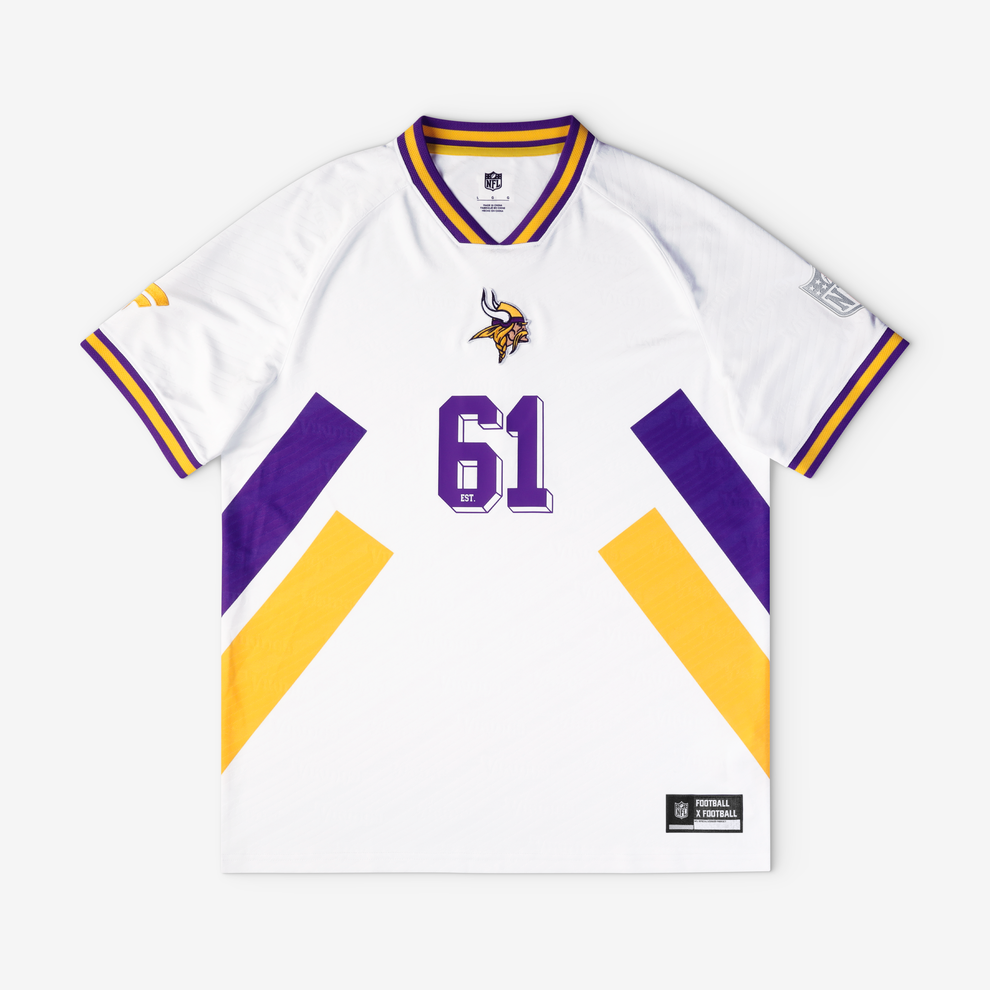Youth Fanatics White Minnesota Vikings Football x V-Neck Fan Top
